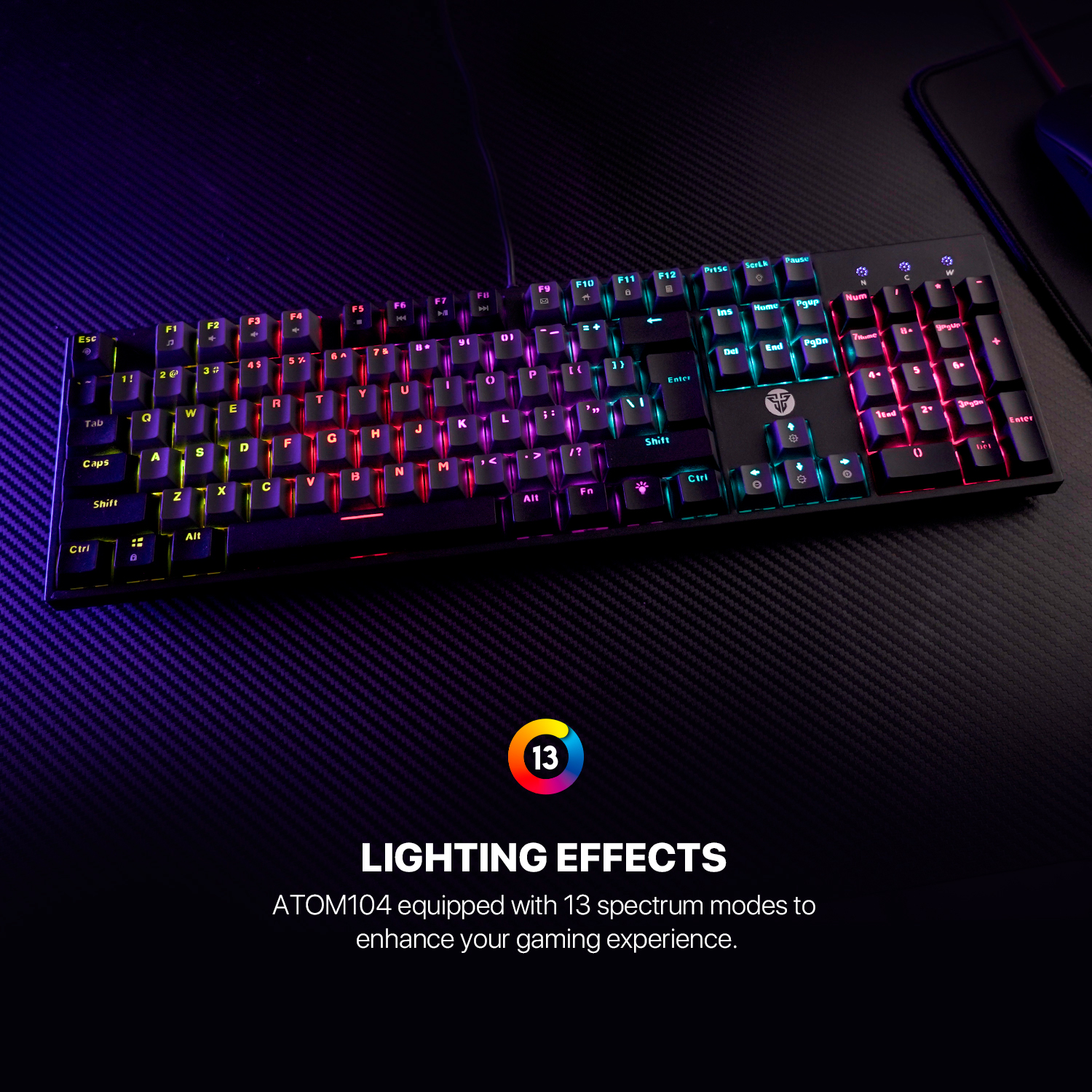 ATOM104 RGB USA MK886V2 Black Teclado Mecánico 100% 5