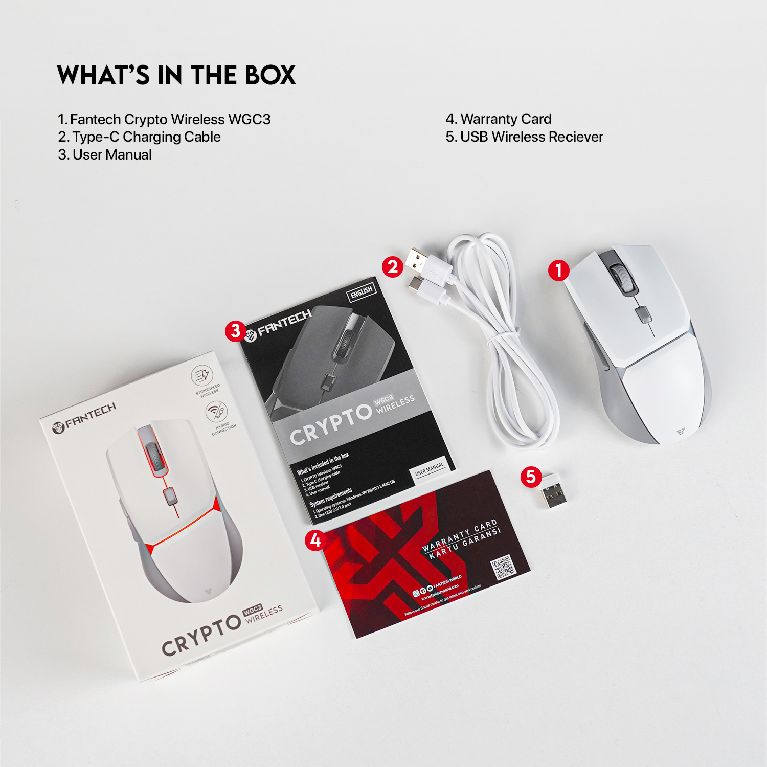 WGC3 CRYPTO White Gaming Mouse Inalámbrico 10.000 DPI 11