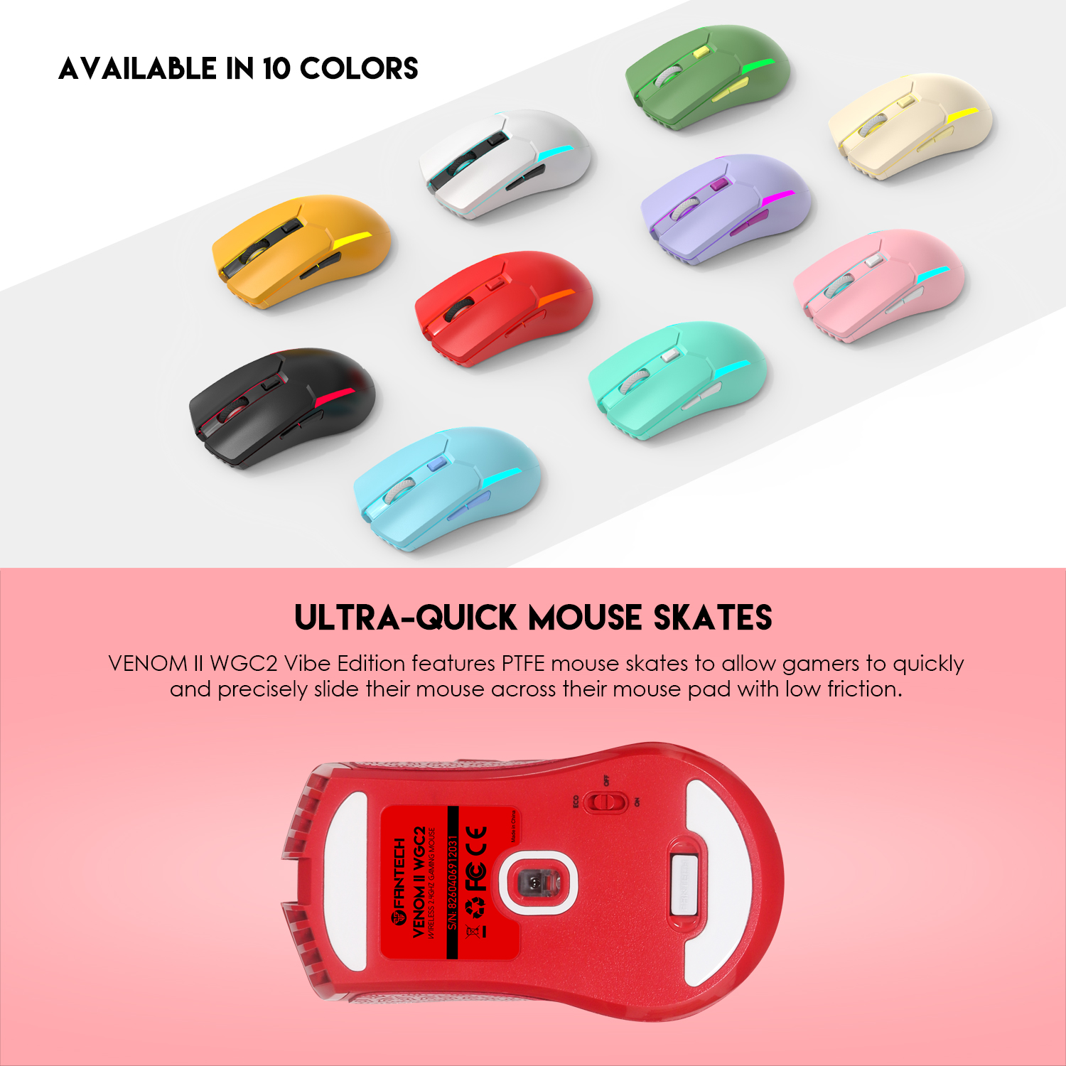 WGC2 VENOM II Vibe Edition Red Mouse Inalámbrico 4.000 DPI 14