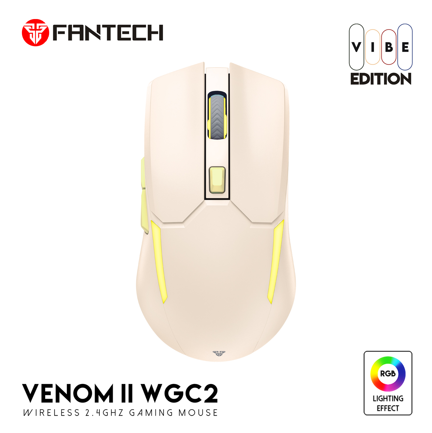 WGC2 VENOM II Vibe Edition Beige Mouse Inalámbrico 4.000 DPI 15