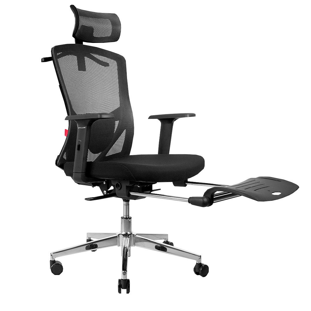 OCA259s Black Silla ergonómica Oficina de Malla con Reposapiés 1