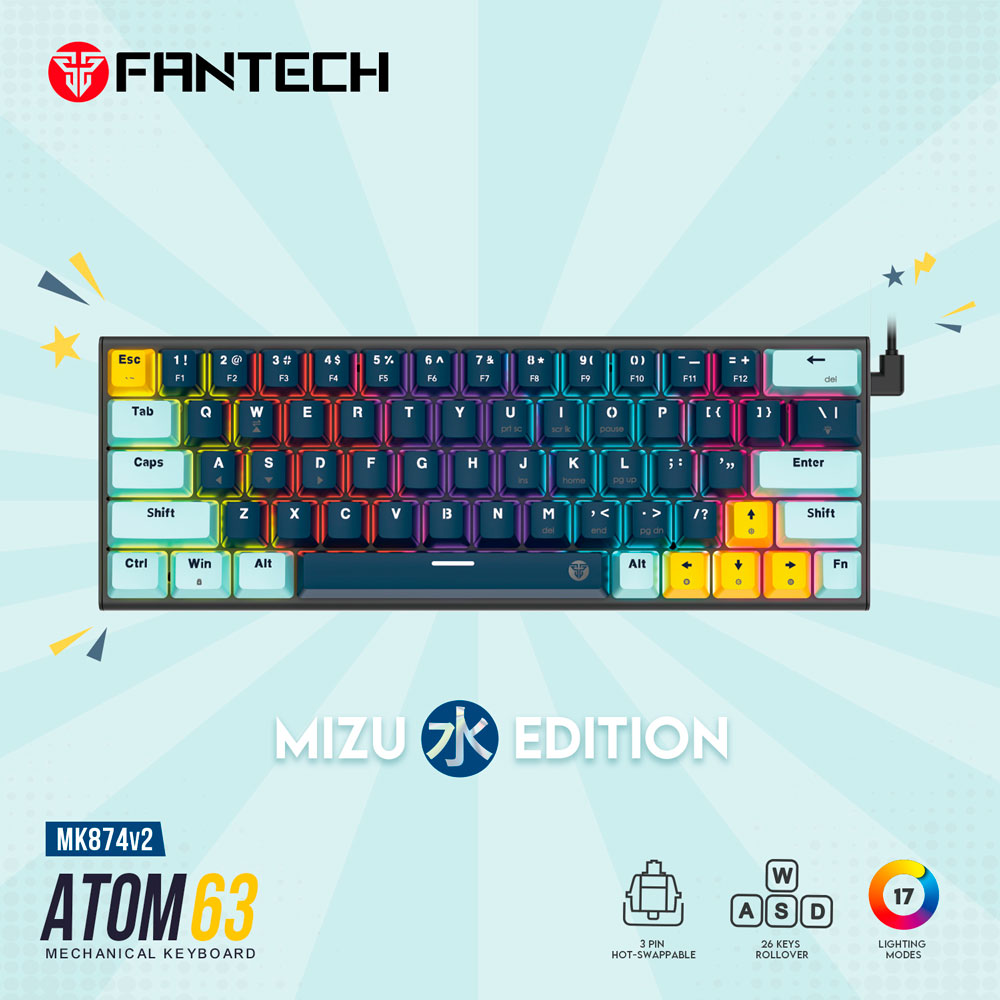 MK874V2 ATOM63 Navy Teclado Mecánico 60% Hot-Swappable Layout USA 2