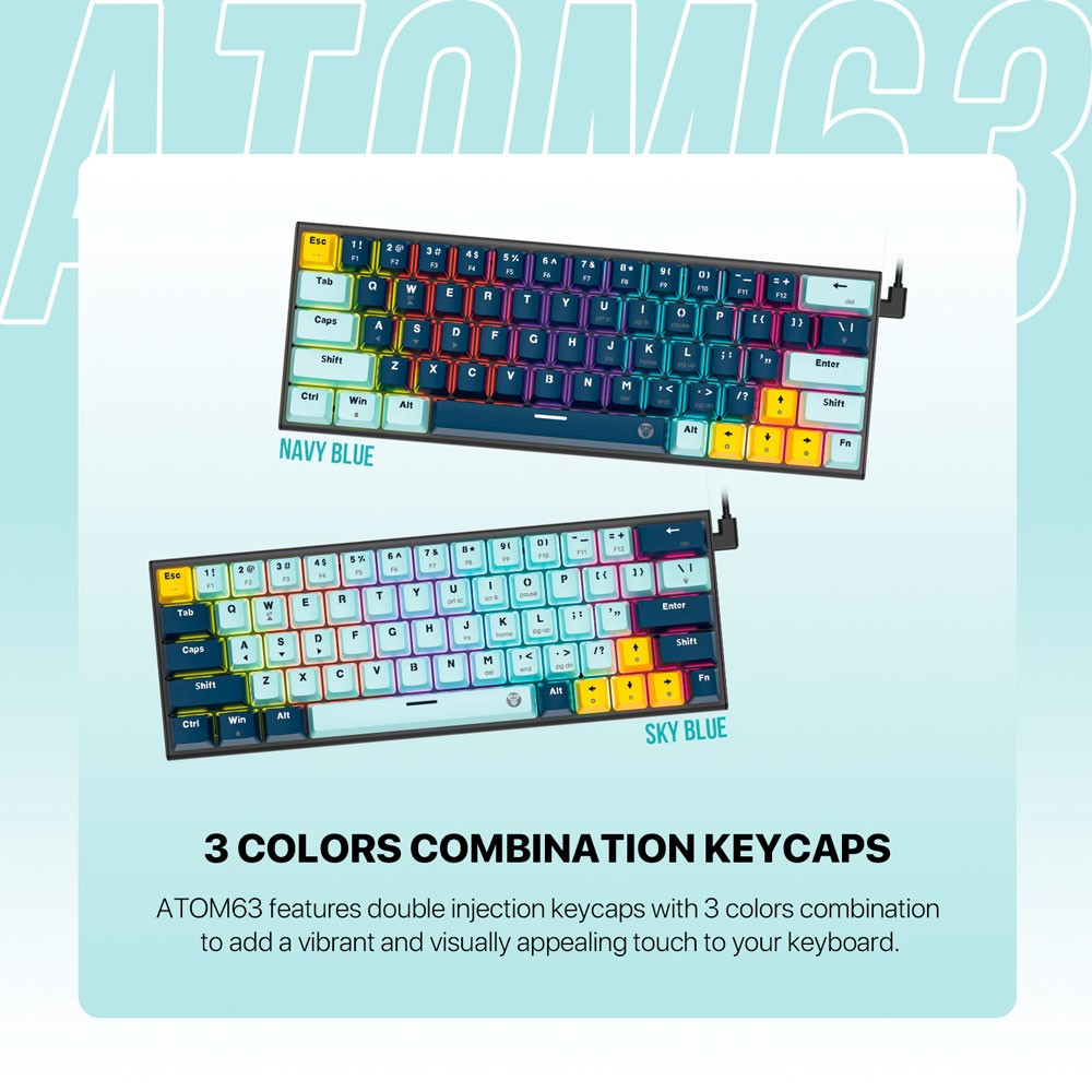 MK874V2 ATOM63 Navy Teclado Mecánico 60% Hot-Swappable Layout USA 4