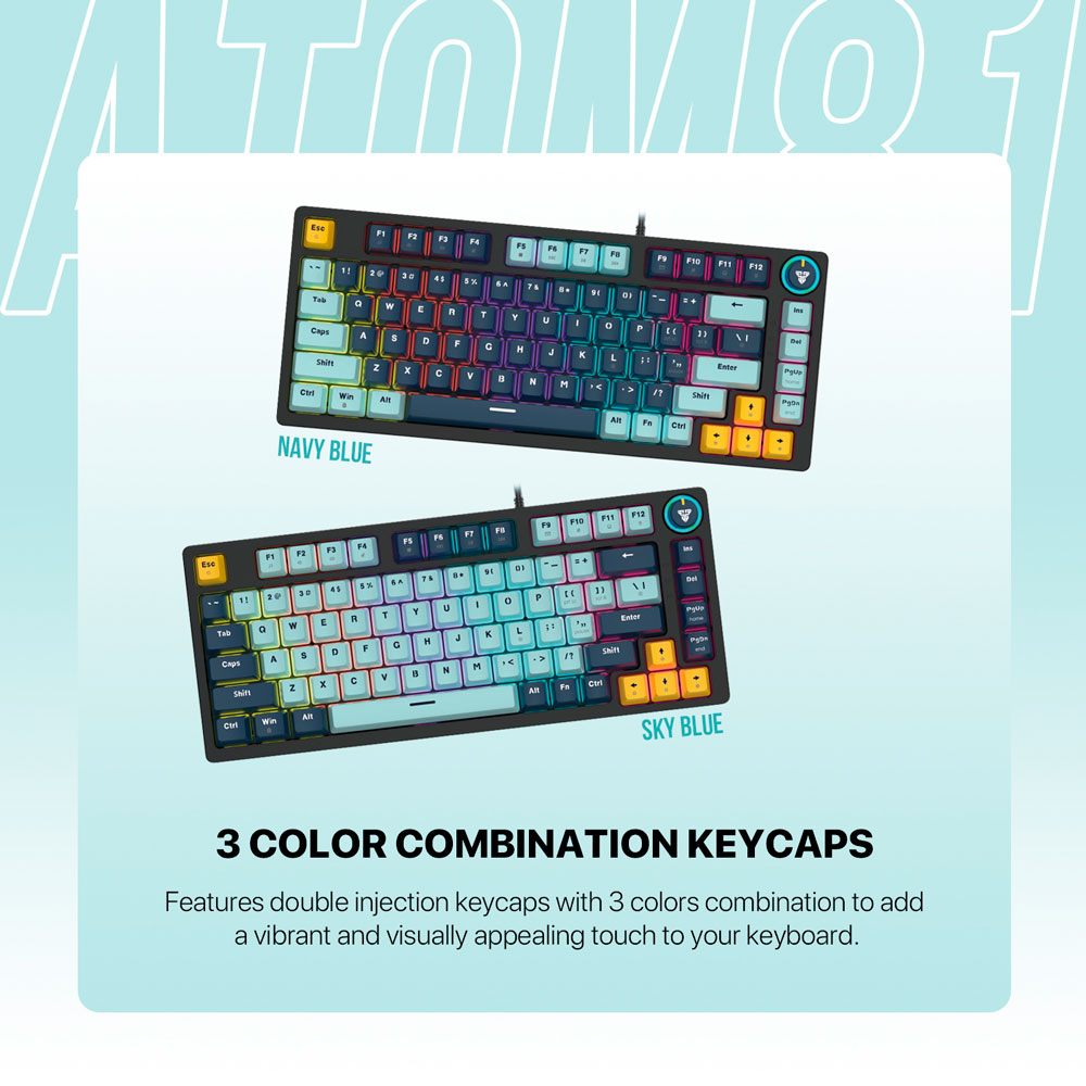 MK875V2 ATOM81 Sky Blue Teclado Mecánico 75% Hot-Swappable Layout USA 4