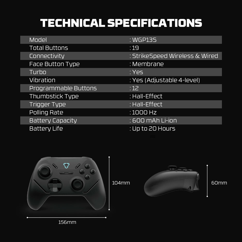 WGP13s SHOOTER III Black Control Inalámbrico Multiplataforma PC Switch Mobile Playstation 23