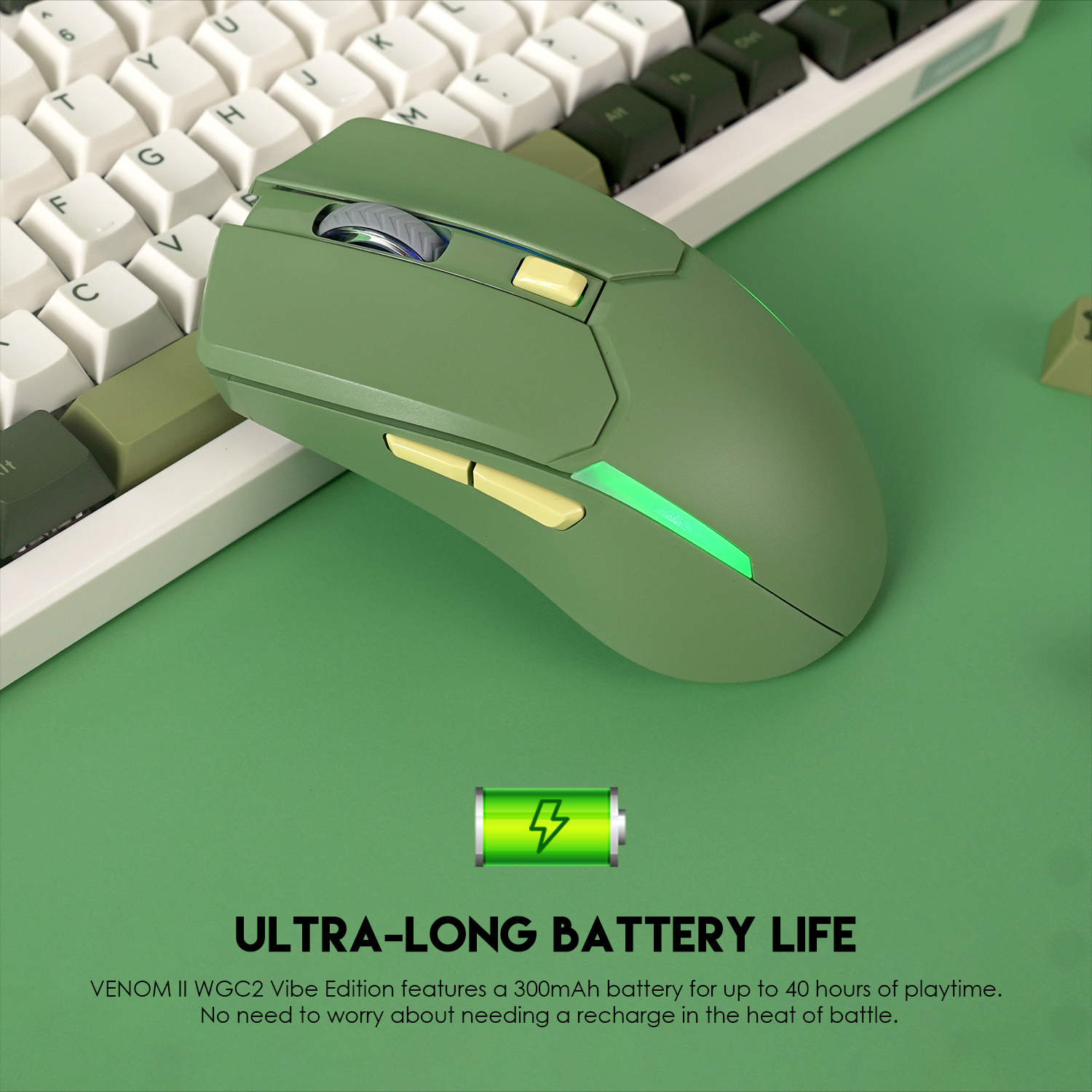 WGC2 VENOM II Vibe Edition Green Mouse Inalámbrico 4.000 DPI 13