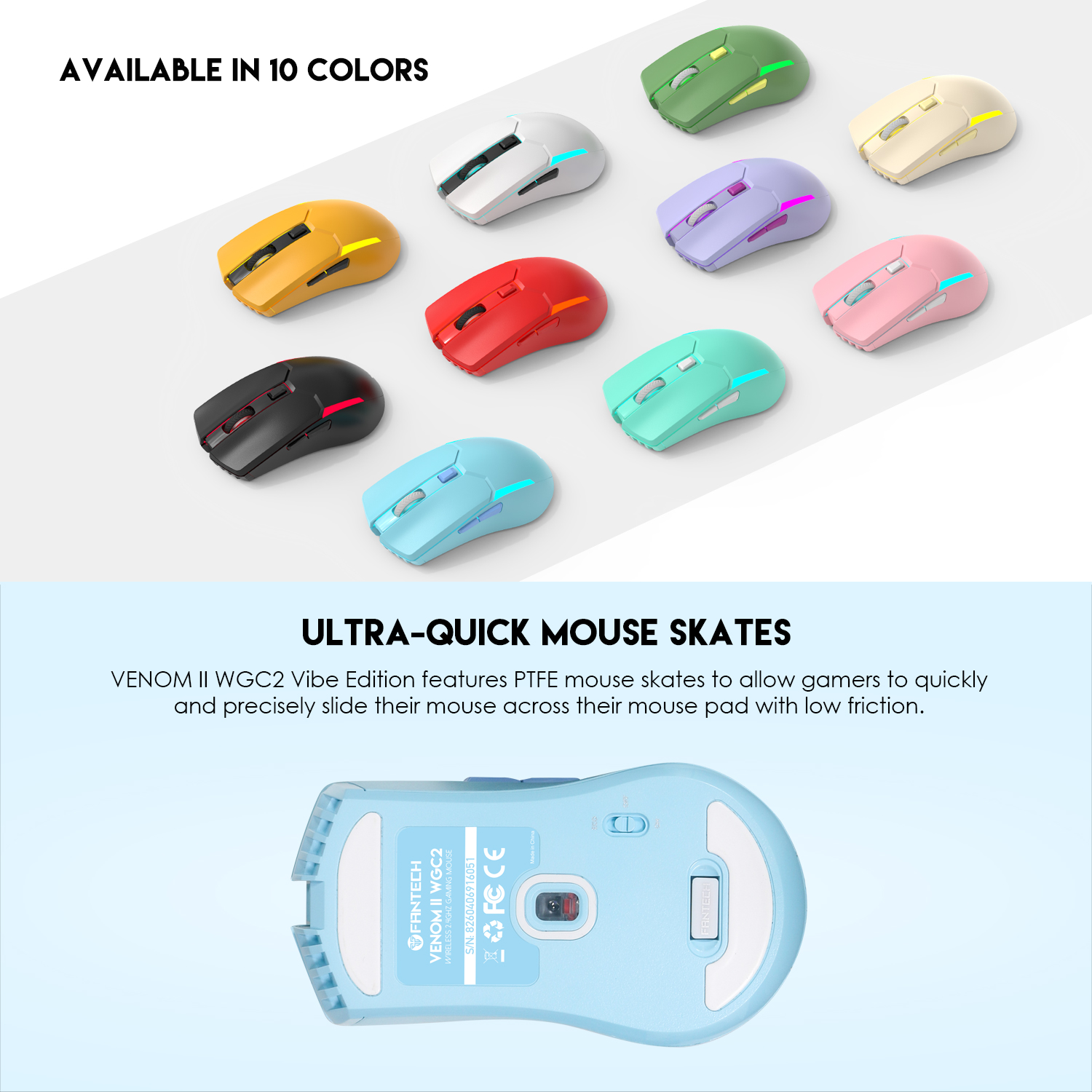 WGC2 VENOM II Vibe Edition Blue Mouse Inalámbrico 4.000 DPI 14