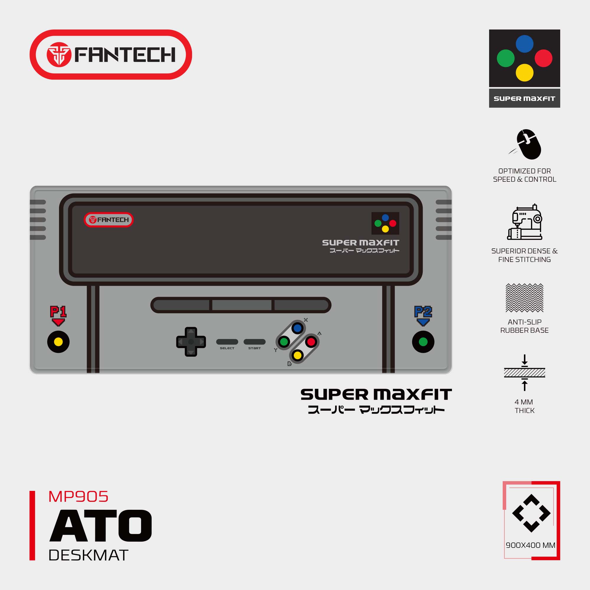MP905 ATO Super Famicom Edition Mousepad Deskmat Talla XL Super Maxfit SNES 15
