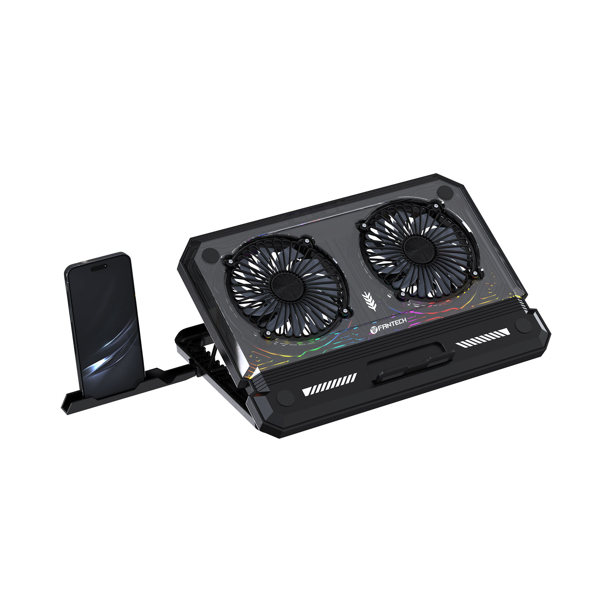 NC21 Black Base de Notebook con Ventilación RGB y soporte de teléfono 2
