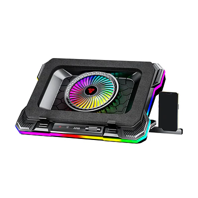 NC22 Black Base de Notebook con Ventilación RGB y Soporte de Teléfono