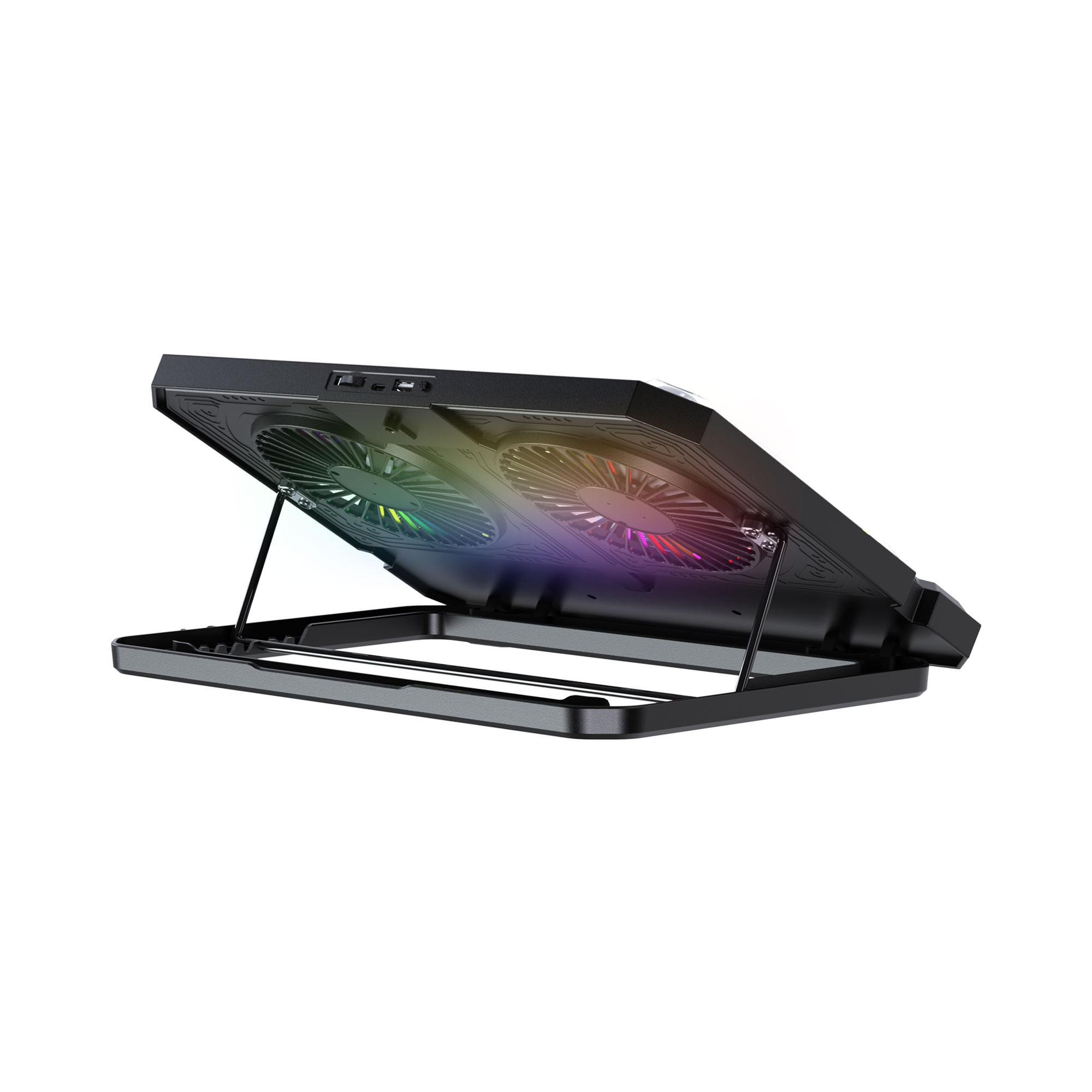 NC21 Black Base de Notebook con Ventilación RGB y soporte de teléfono 3