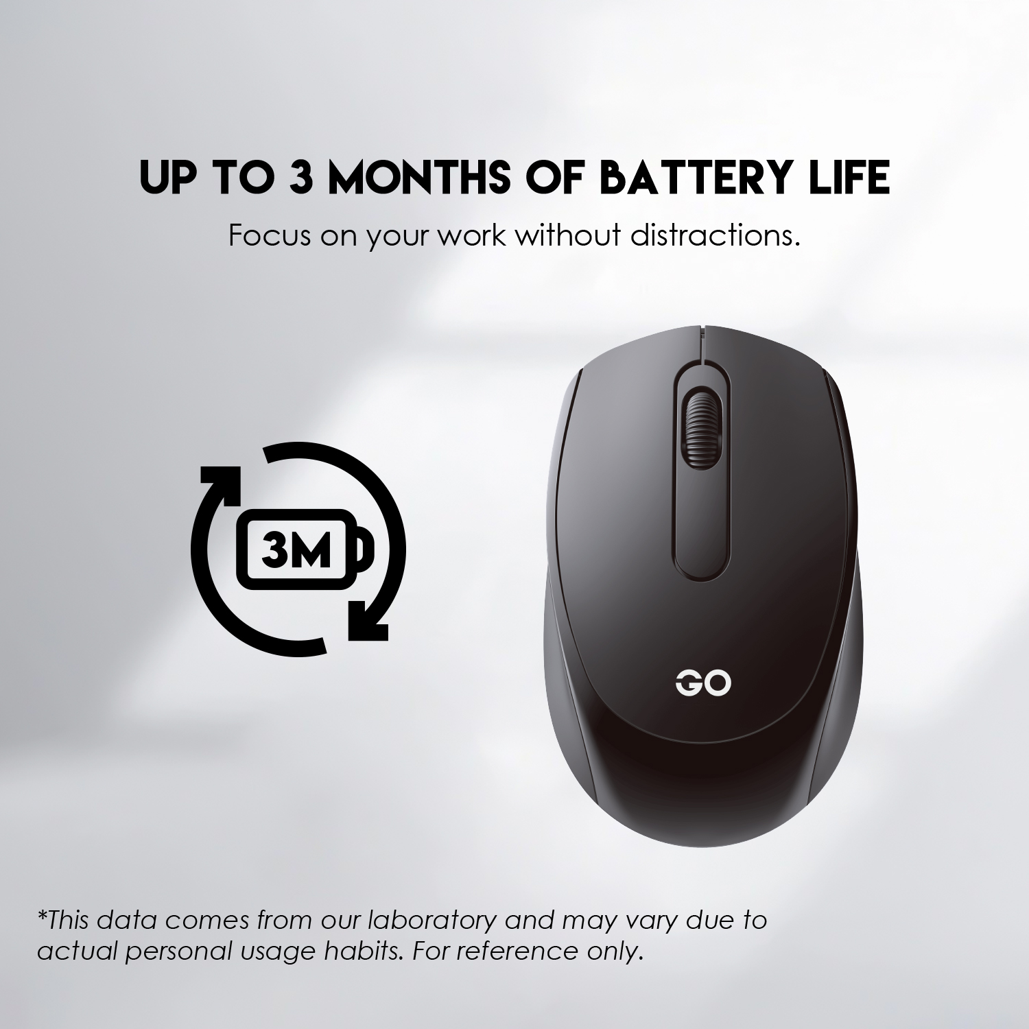 W603 GO Black Mouse inalámbrico de oficina 1.600 DPI 5