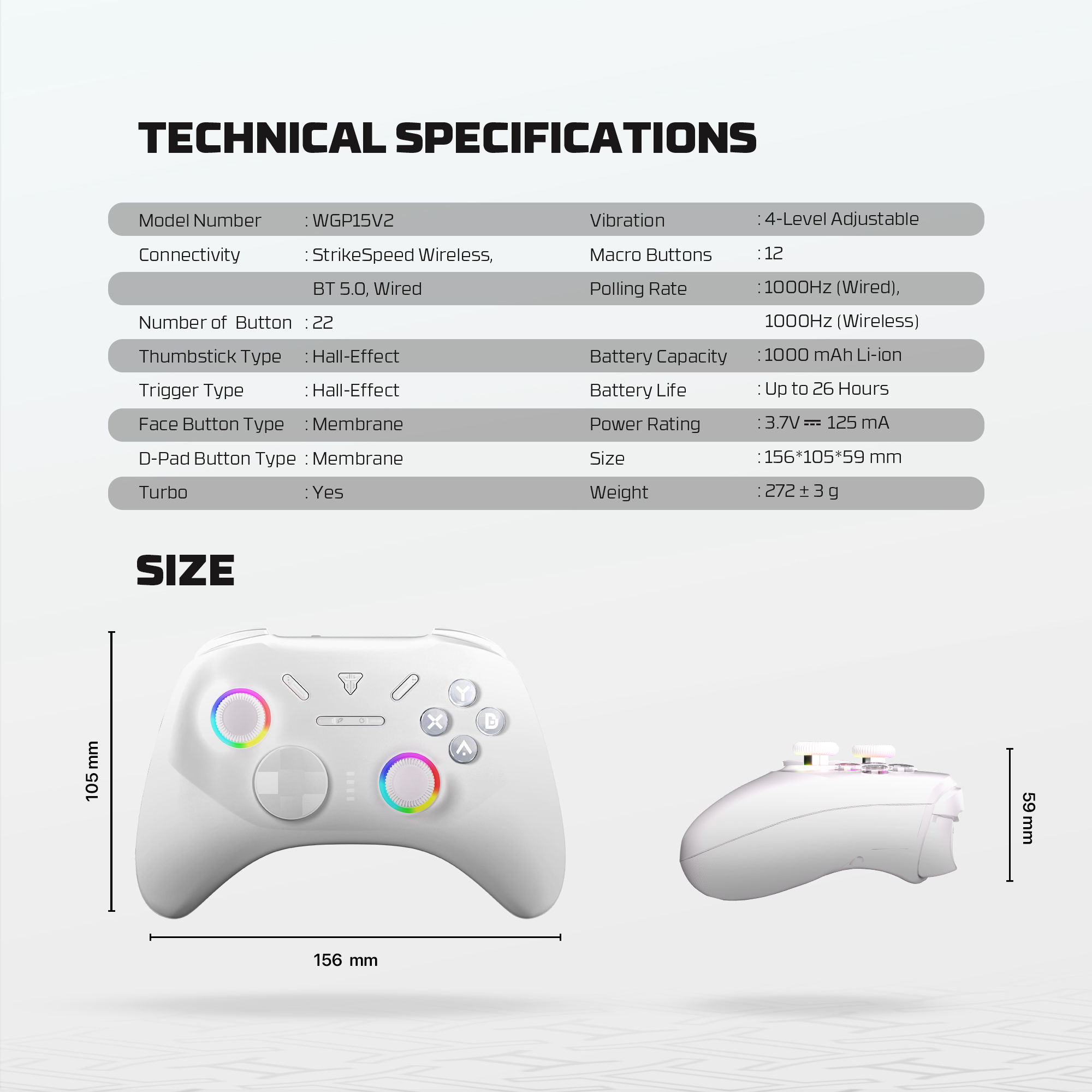 WGP15V2 EOS PRO II White Control Inalámbrico Multiplataforma Android iOS MacOS Switch 27