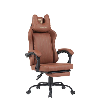 GC193 BROWN Silla Gamer Ergonómica de Ecocuero con Reposapiés