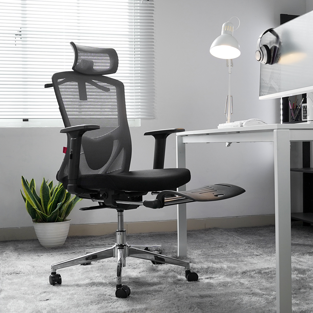 OCA259s Grey Silla ergonómica Oficina de Malla con Reposapiés 11