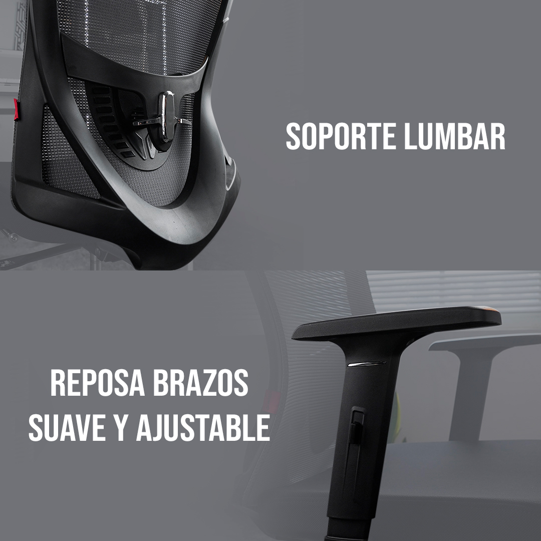 OCA259s Grey Silla ergonómica Oficina de Malla con Reposapiés 15