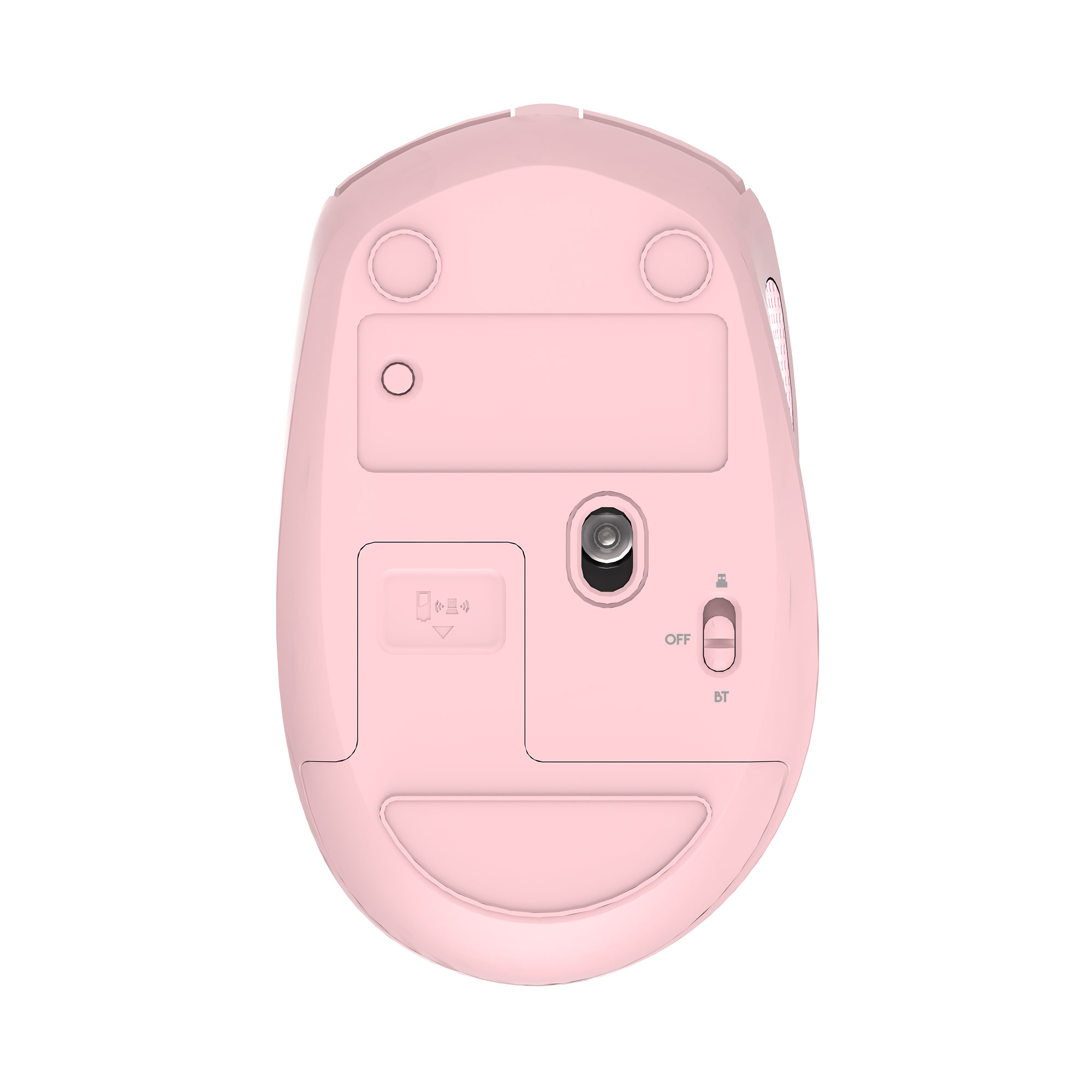W193 GO Pink Mouse inalámbrico Bluetooth 5.0 y Receptor USB 1.600 DPI 6
