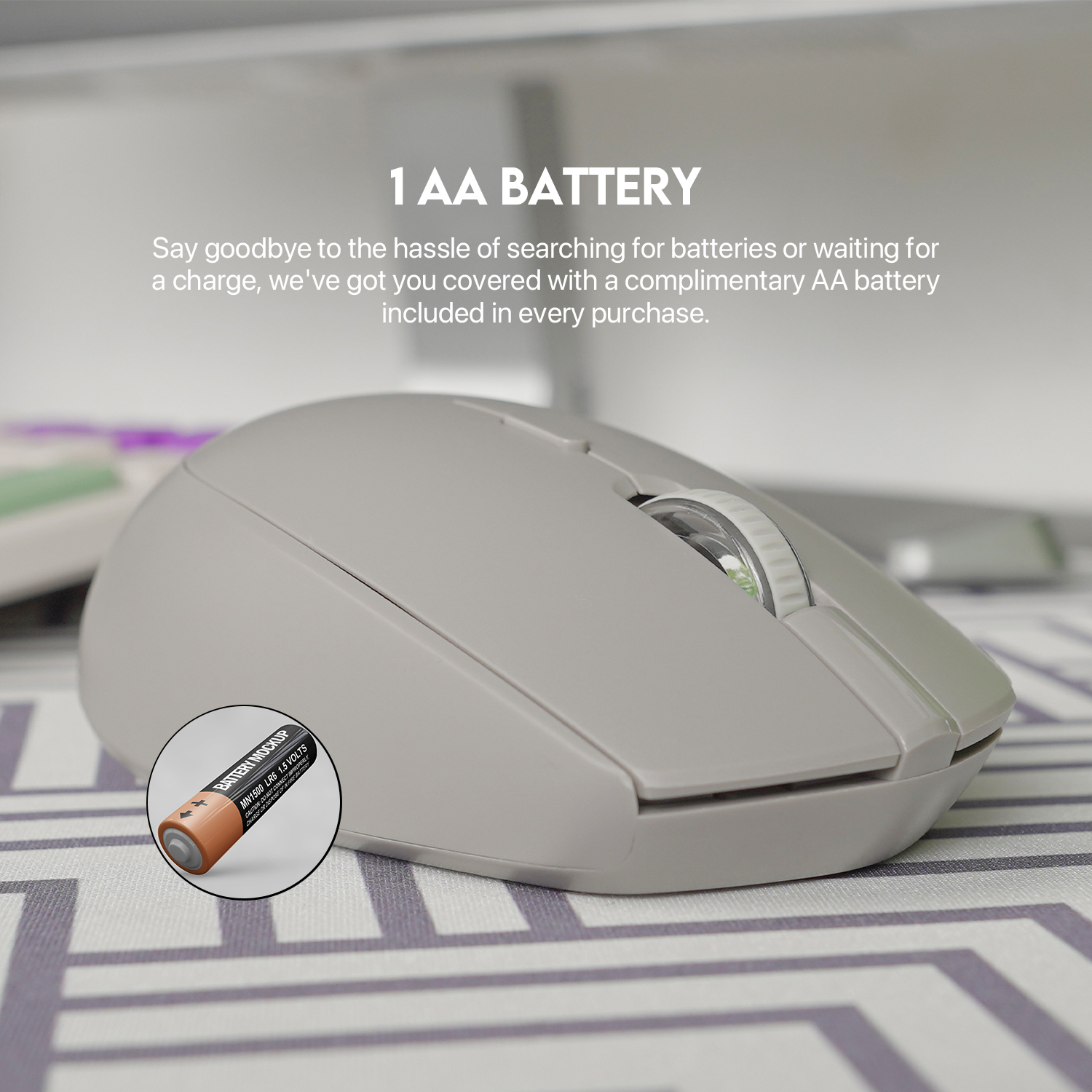 W193 GO Beige Mouse inalámbrico Bluetooth 5.0 y Receptor USB 1.600 DPI 7