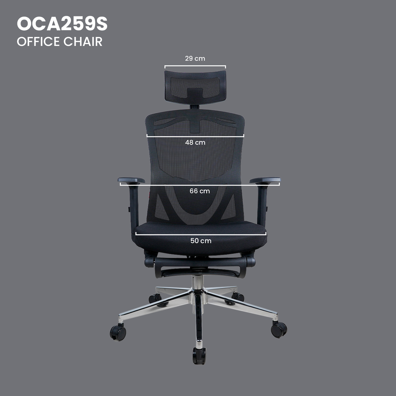 OCA259s Grey Silla ergonómica Oficina de Malla con Reposapiés 21