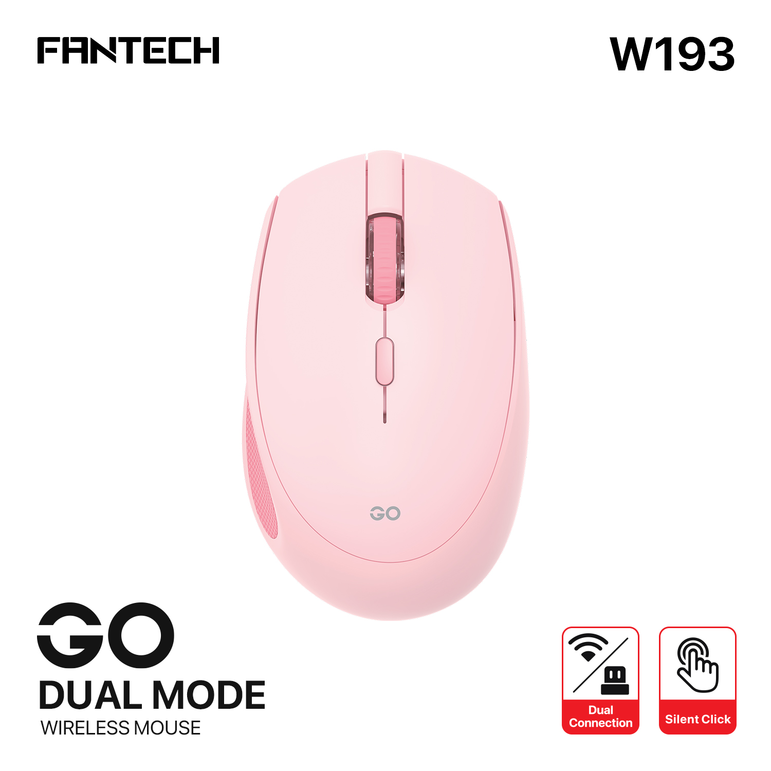W193 GO Pink Mouse inalámbrico Bluetooth 5.0 y Receptor USB 1.600 DPI 13