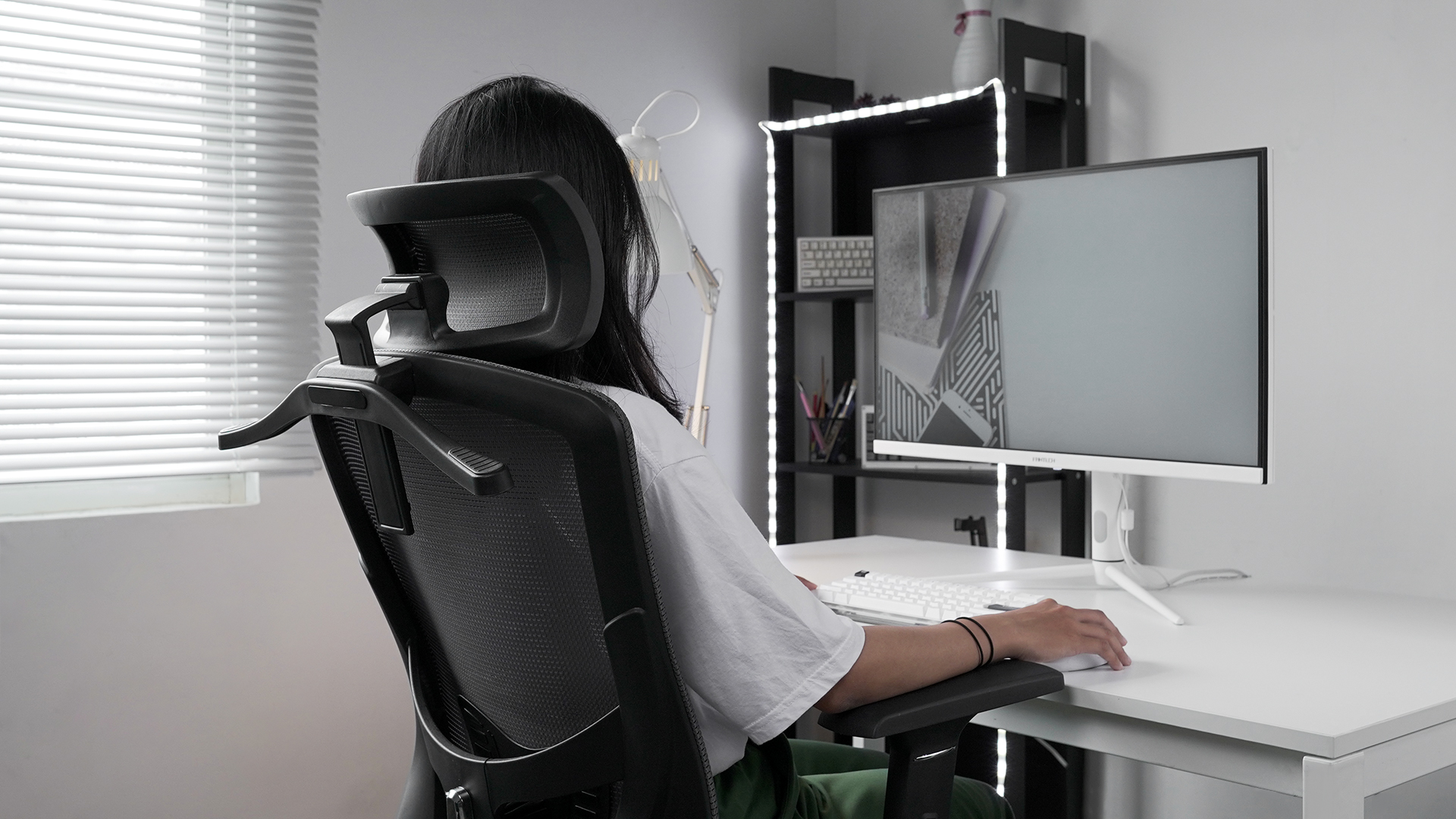 OCA259s Grey Silla ergonómica Oficina de Malla con Reposapiés 26