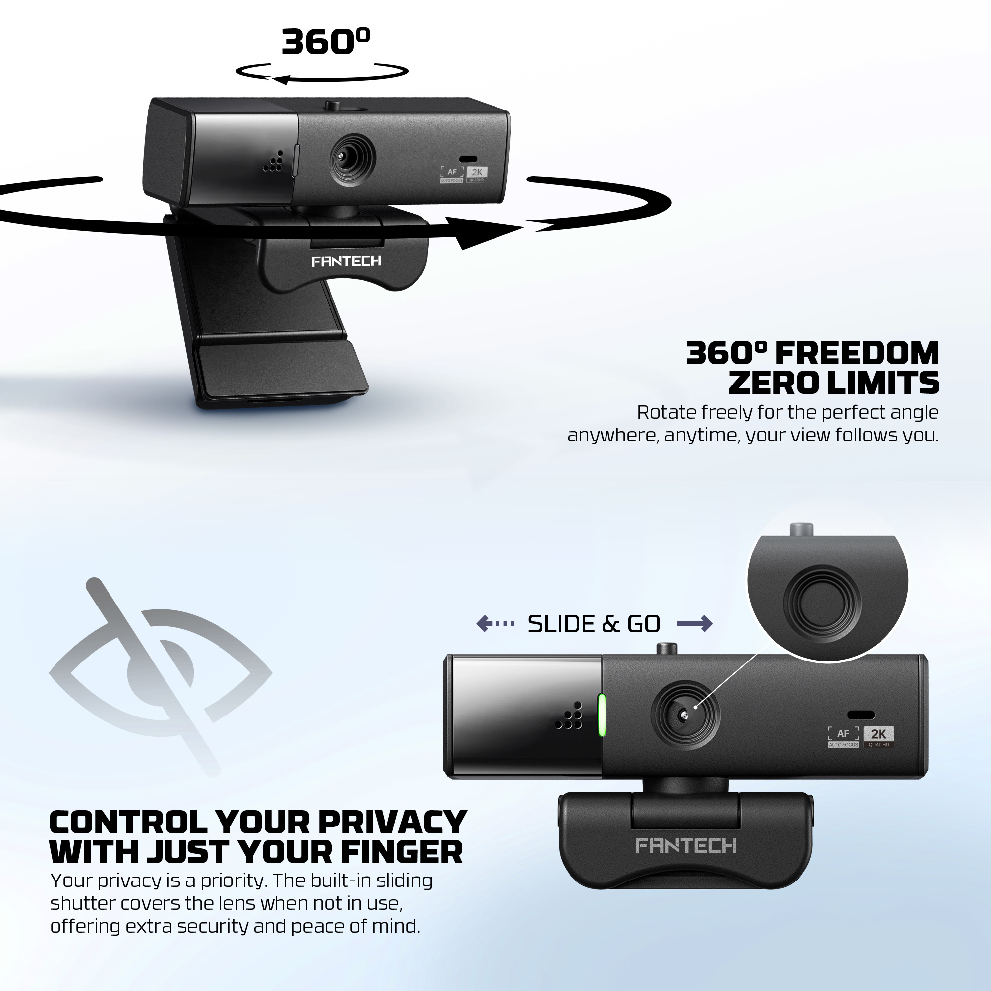 C50 LUMINOUS Black Webcam 2K Cámara Web Quad HD 60 FPS 15