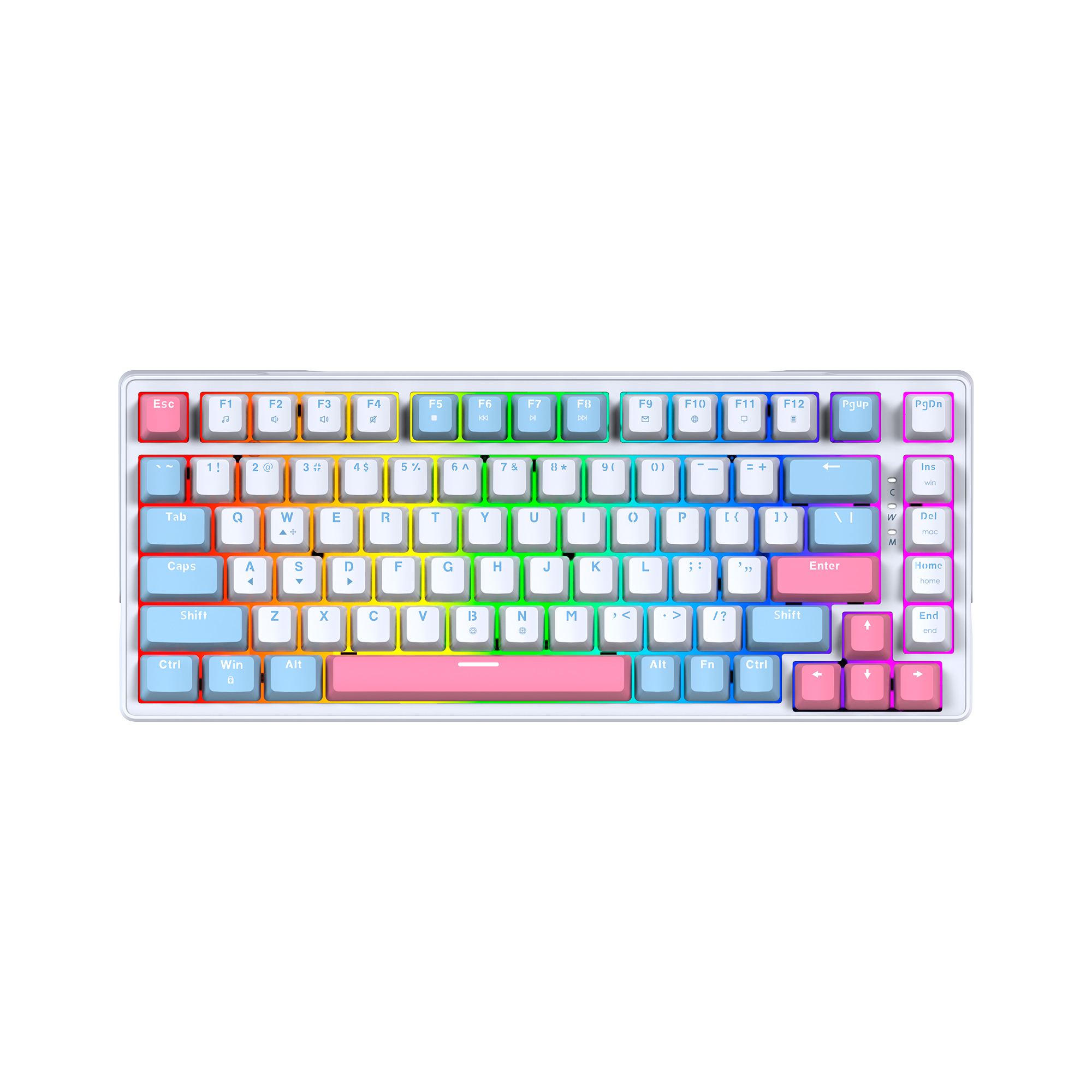 MK612 ATOM X83 Ame White Teclado Mecánico 75% RGB Hot-Swappable Layout USA 1