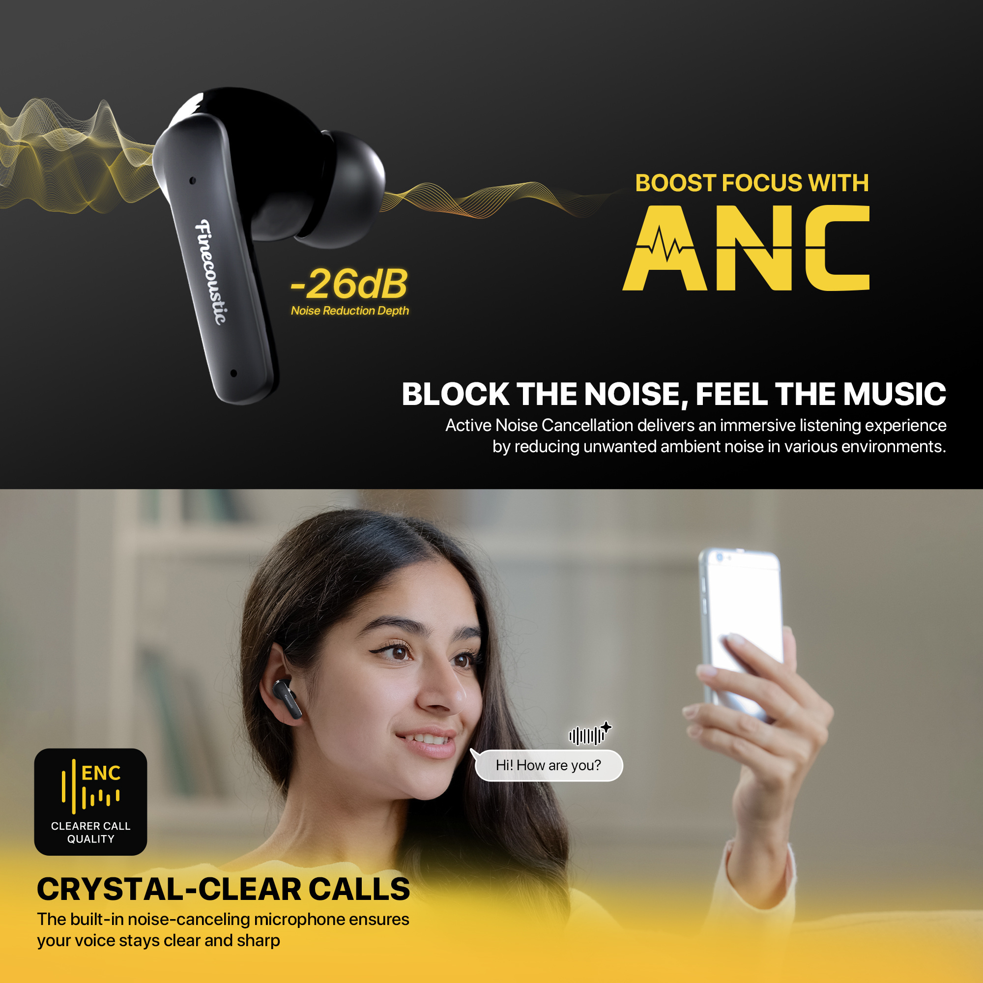 FT20 GROOVE ANC Black Audífonos Inalámbricos True Wireless Hi-Fi In Ear Finecoustic 16