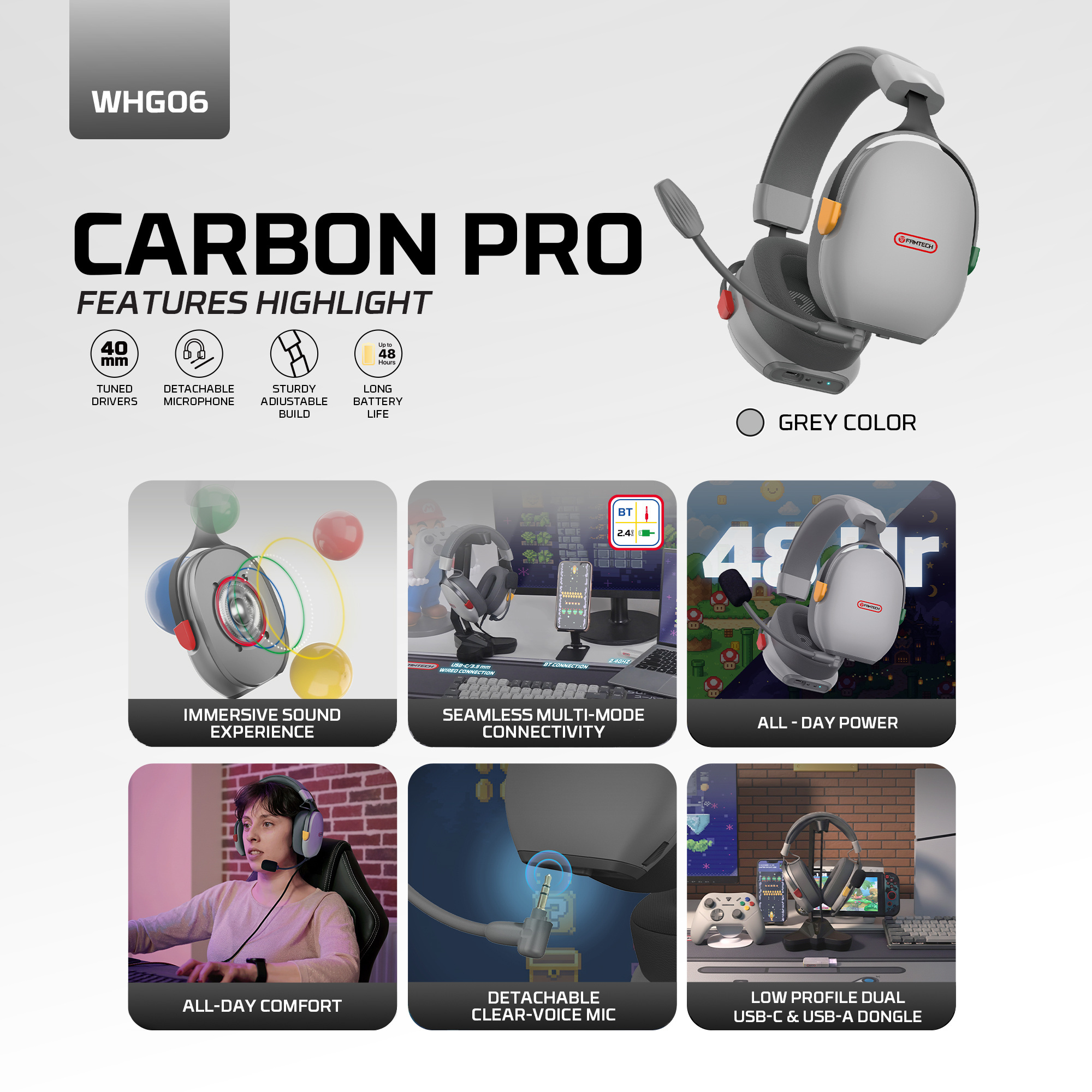 WHG06 CARBON PRO Super Famicom Edition Audífonos Inalámbricos Multiplataforma Super Maxfit SNES 3