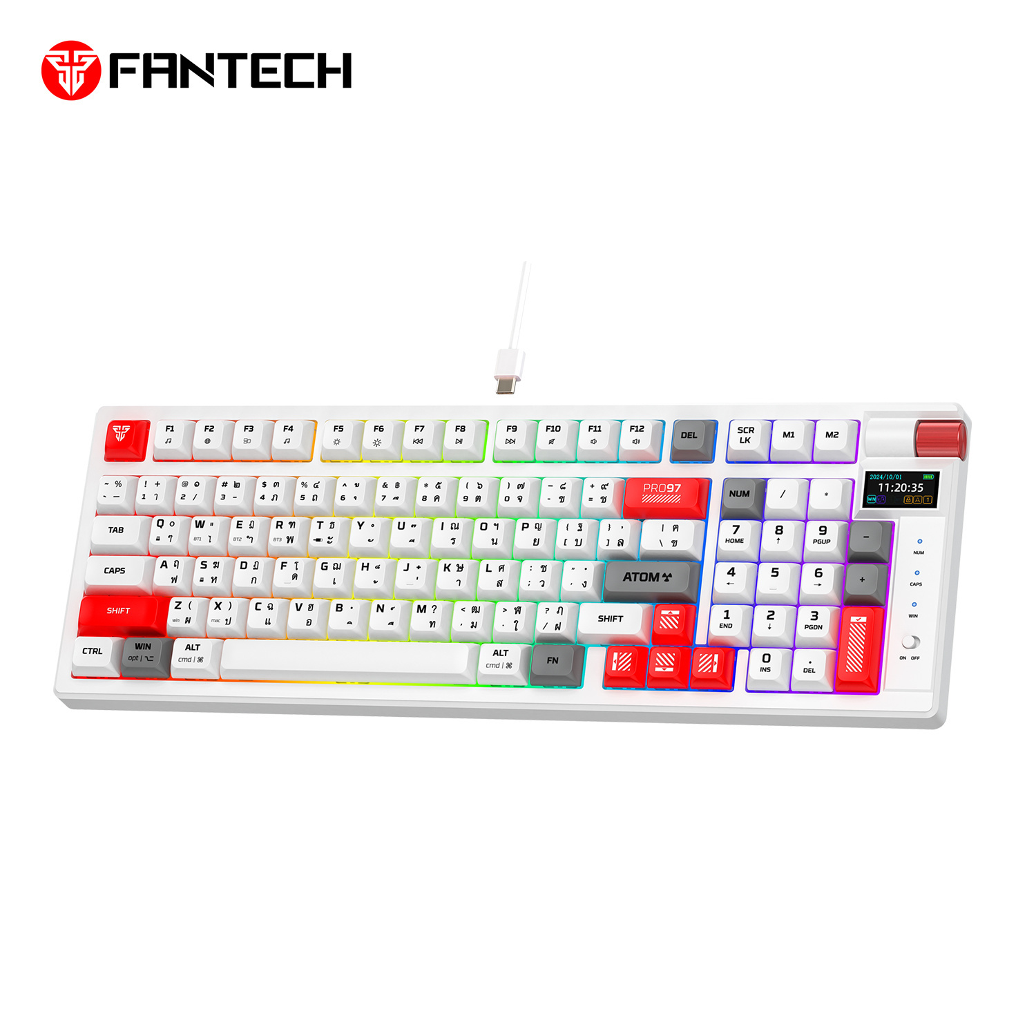 MK918 ATOM PRO97 White Teclado Mecánico Inalámbrico con Pantalla 96% Hot-Swappable Layout USA 4