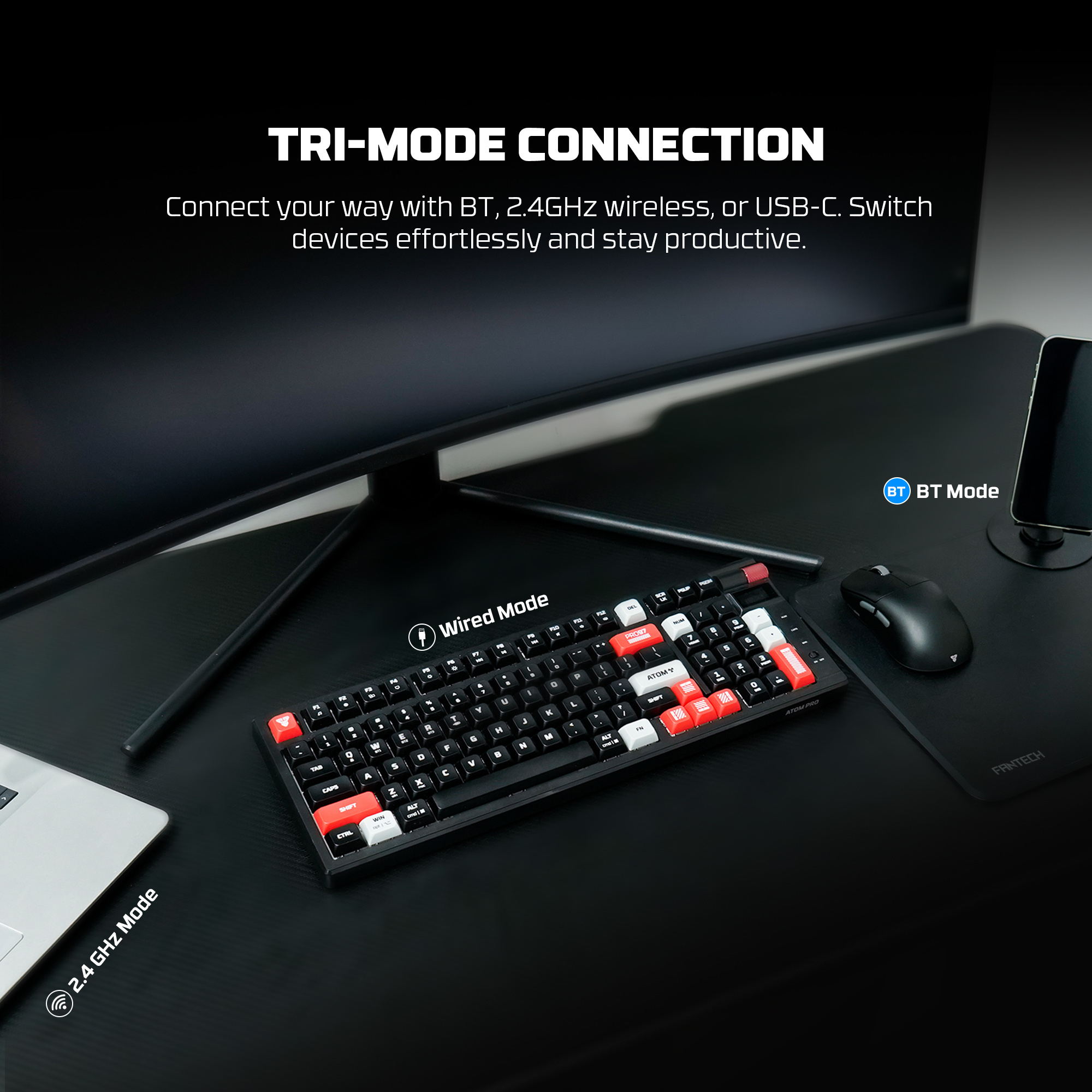 MK918 ATOM PRO97 White Teclado Mecánico Inalámbrico con Pantalla 96% Hot-Swappable Layout USA 10