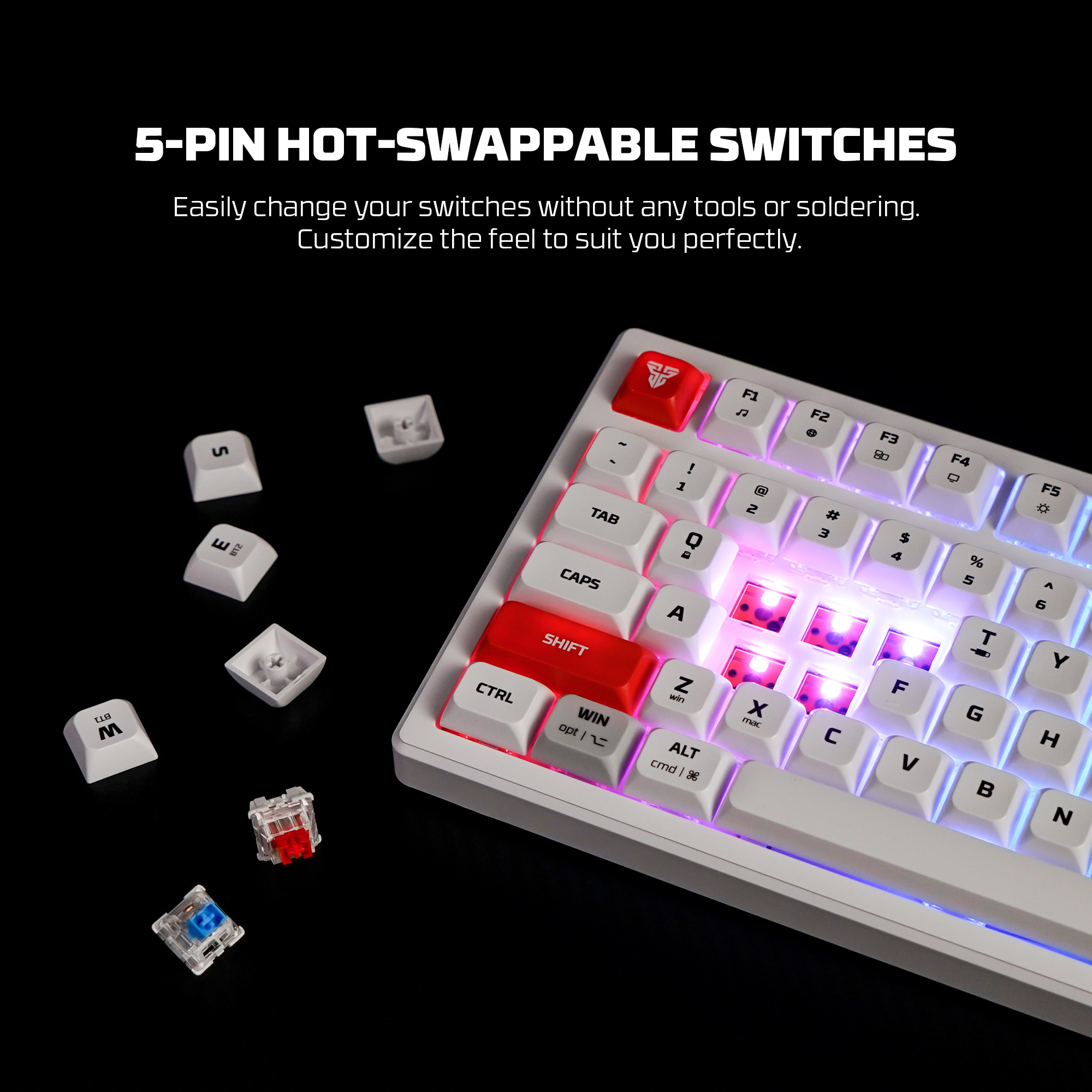 MK918 ATOM PRO97 White Teclado Mecánico Inalámbrico con Pantalla 96% Hot-Swappable Layout USA 12
