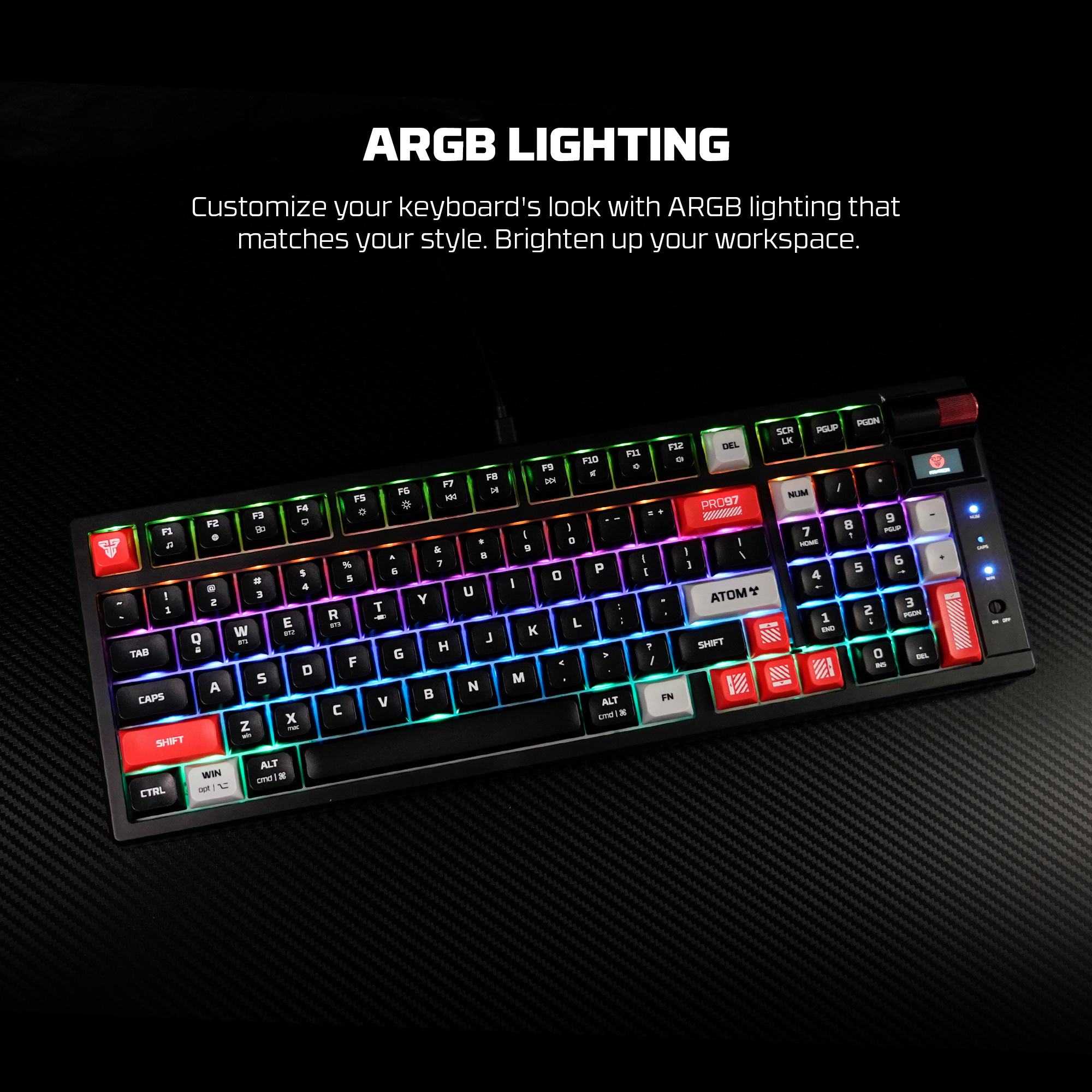 MK918 ATOM PRO97 White Teclado Mecánico Inalámbrico con Pantalla 96% Hot-Swappable Layout USA 16