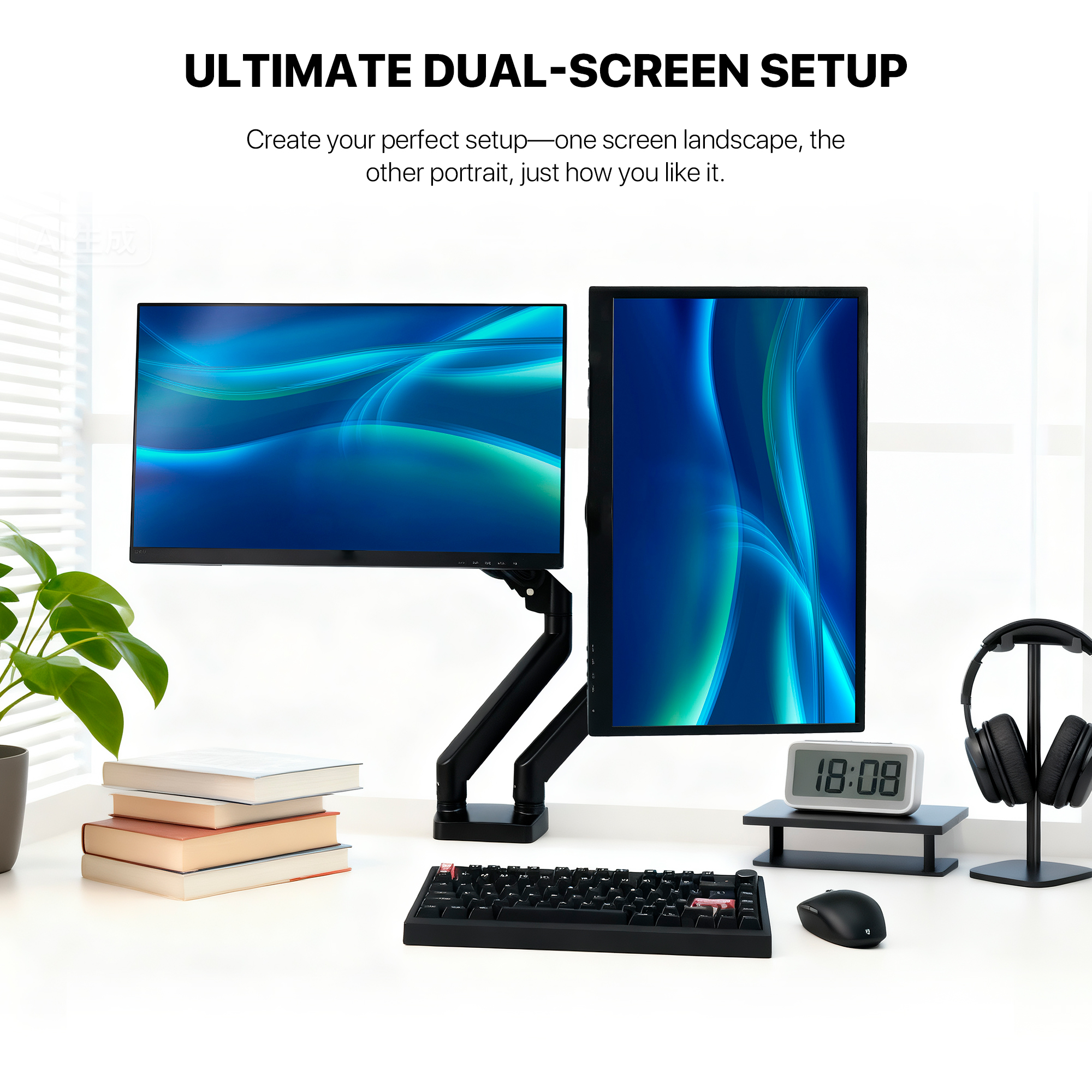 MBD1 PROMOUNT Black Soporte Monitor Double Arm WorkStation 8