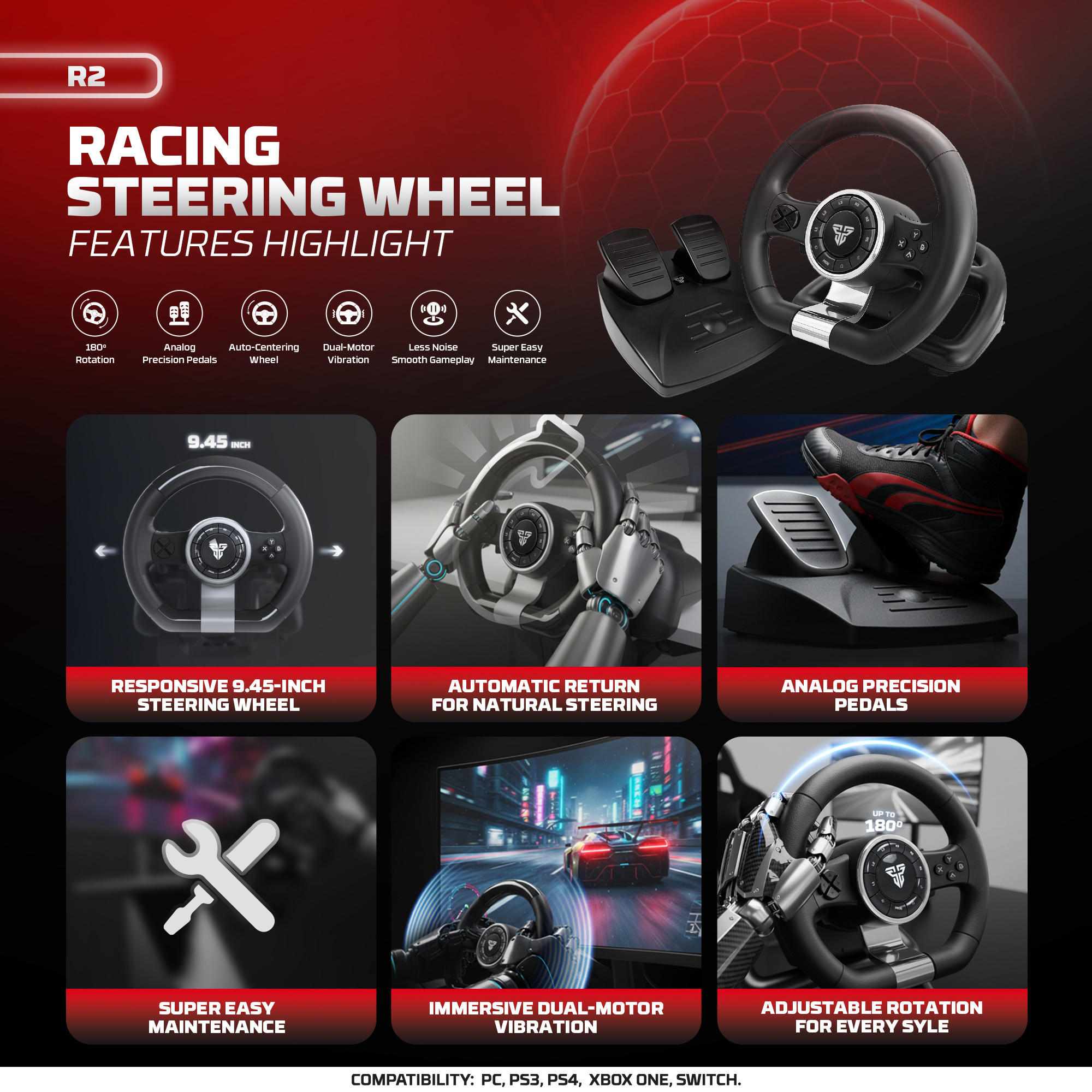 R2 Volante + Pedalera Multiplataforma Xbox Playstation Switch PC 13