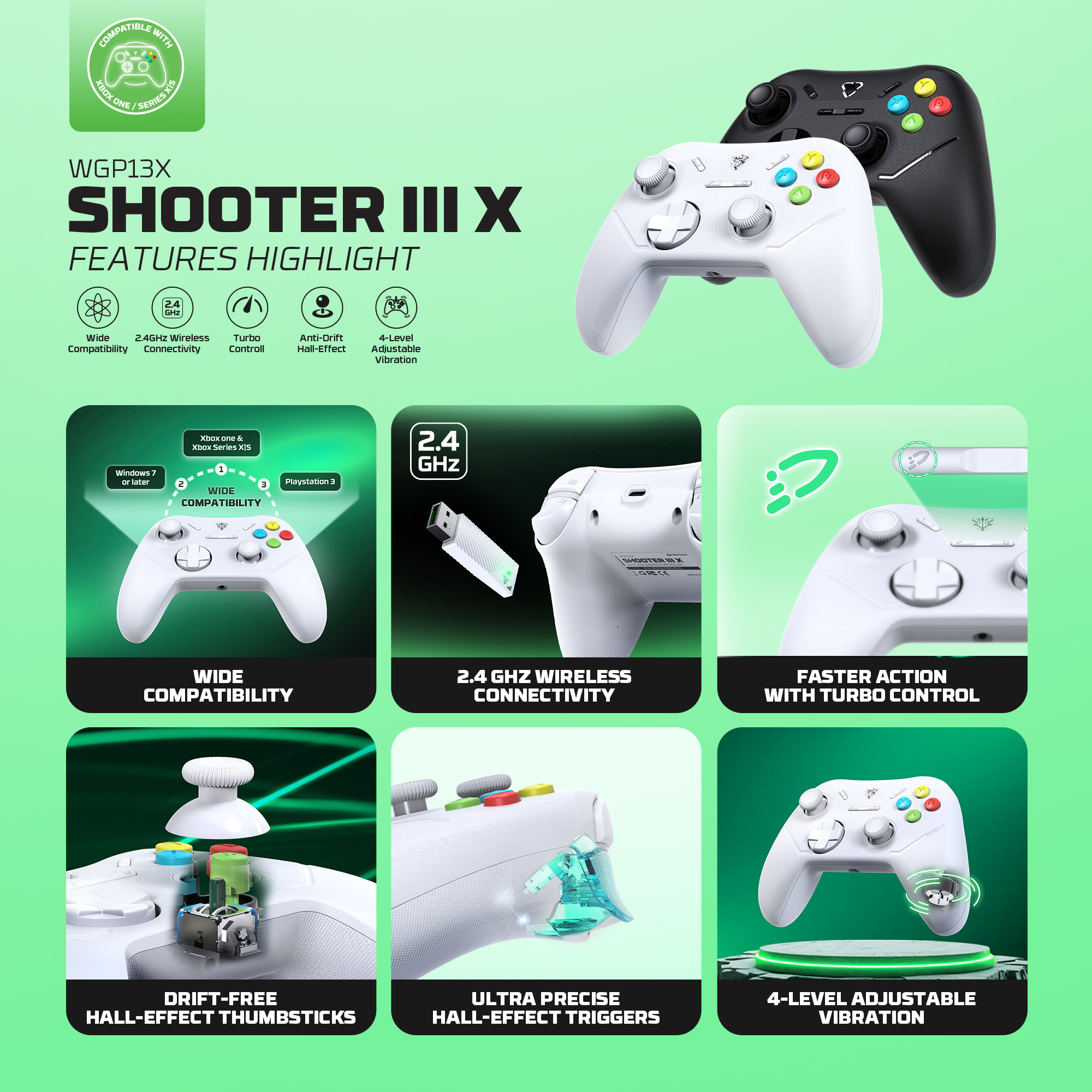 WGP13X SHOOTER III White Control Inalámbrico Xbox Series S/X Xbox One PC 19