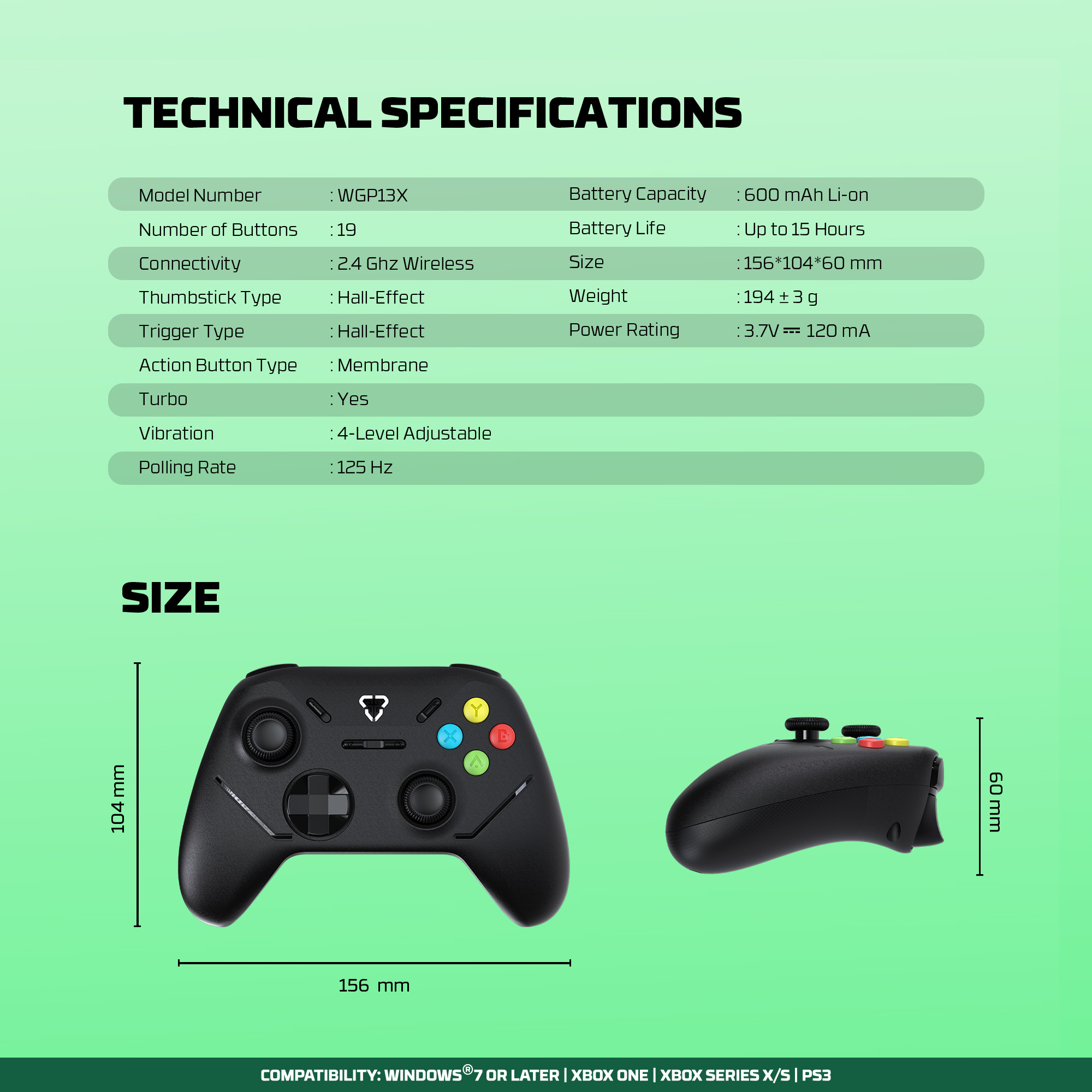 WGP13X SHOOTER III Black Control Inalámbrico Xbox Series S/X Xbox One PC 23