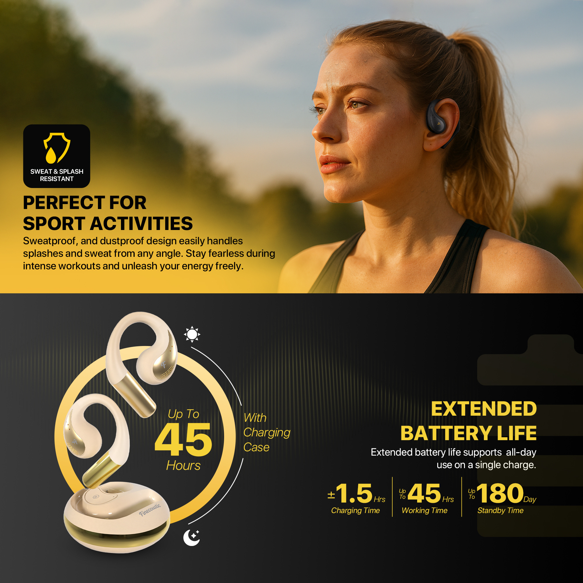 FT21 GROOVE OWS Beige Audífonos Inalámbricos In Ear BT 6.0 Finecoustic 8