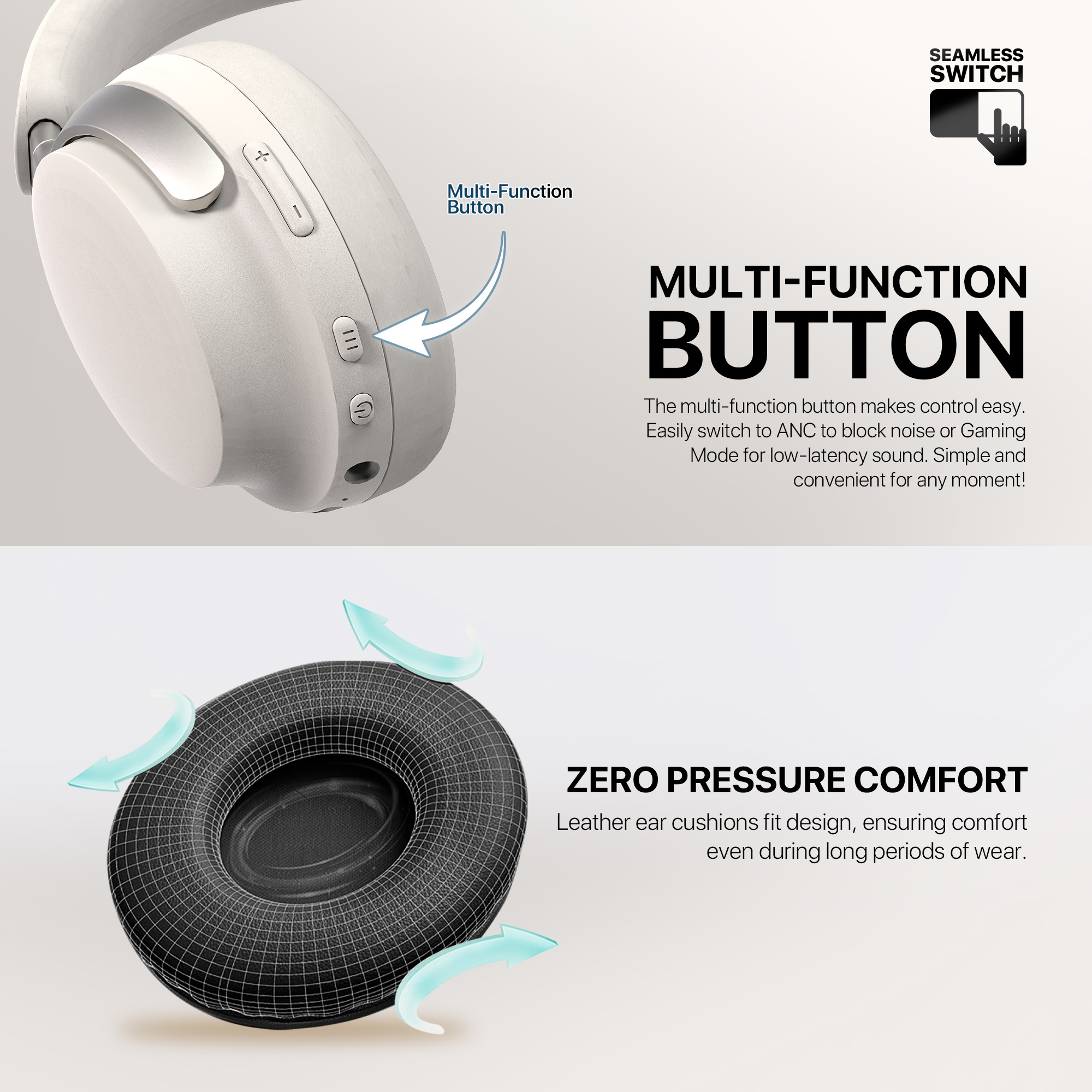 WH07A FLOW Light Grey Audífonos Inalámbricos HD Audio 15
