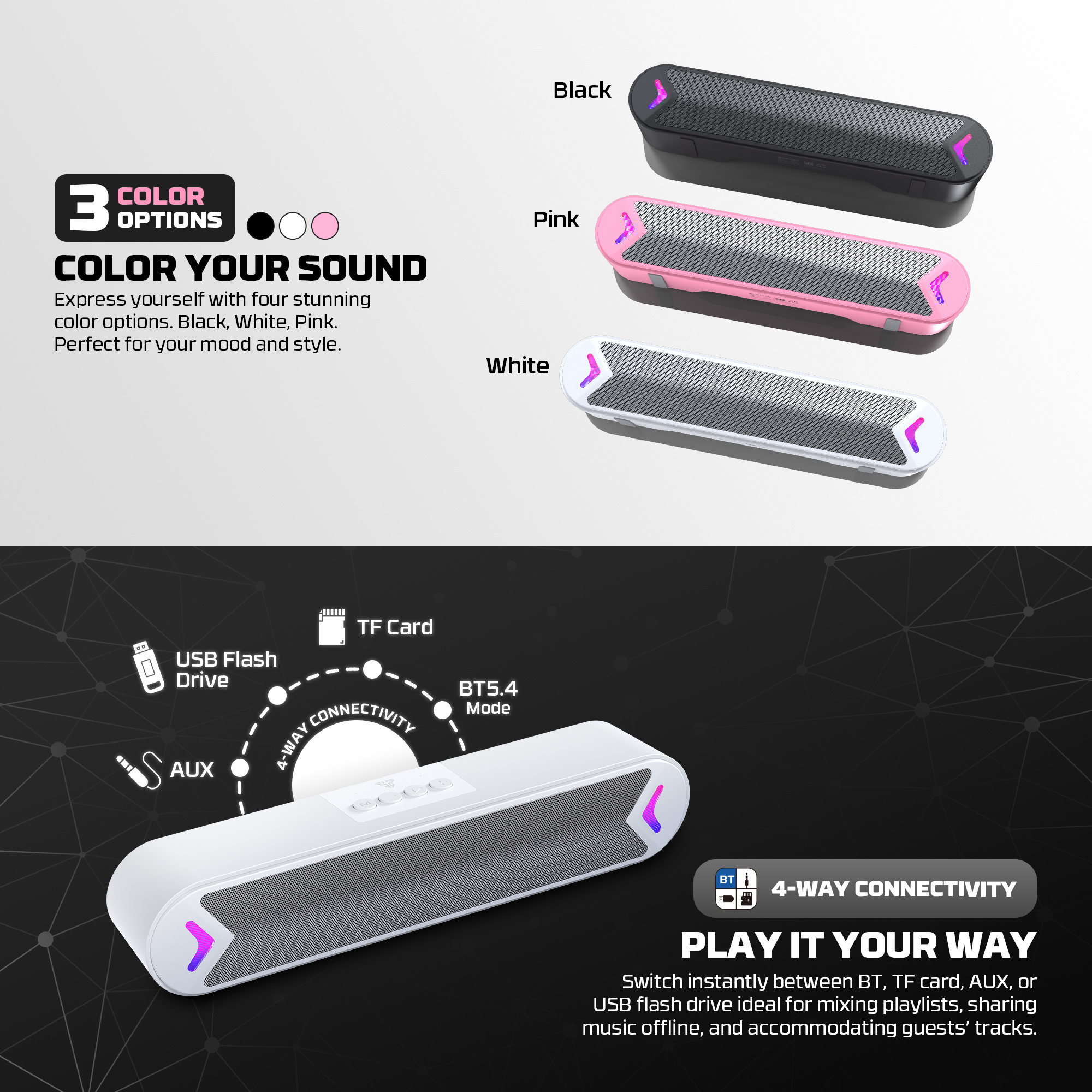 BS160 GROOVE BAR Pink Gaming Soundbar RGB 3
