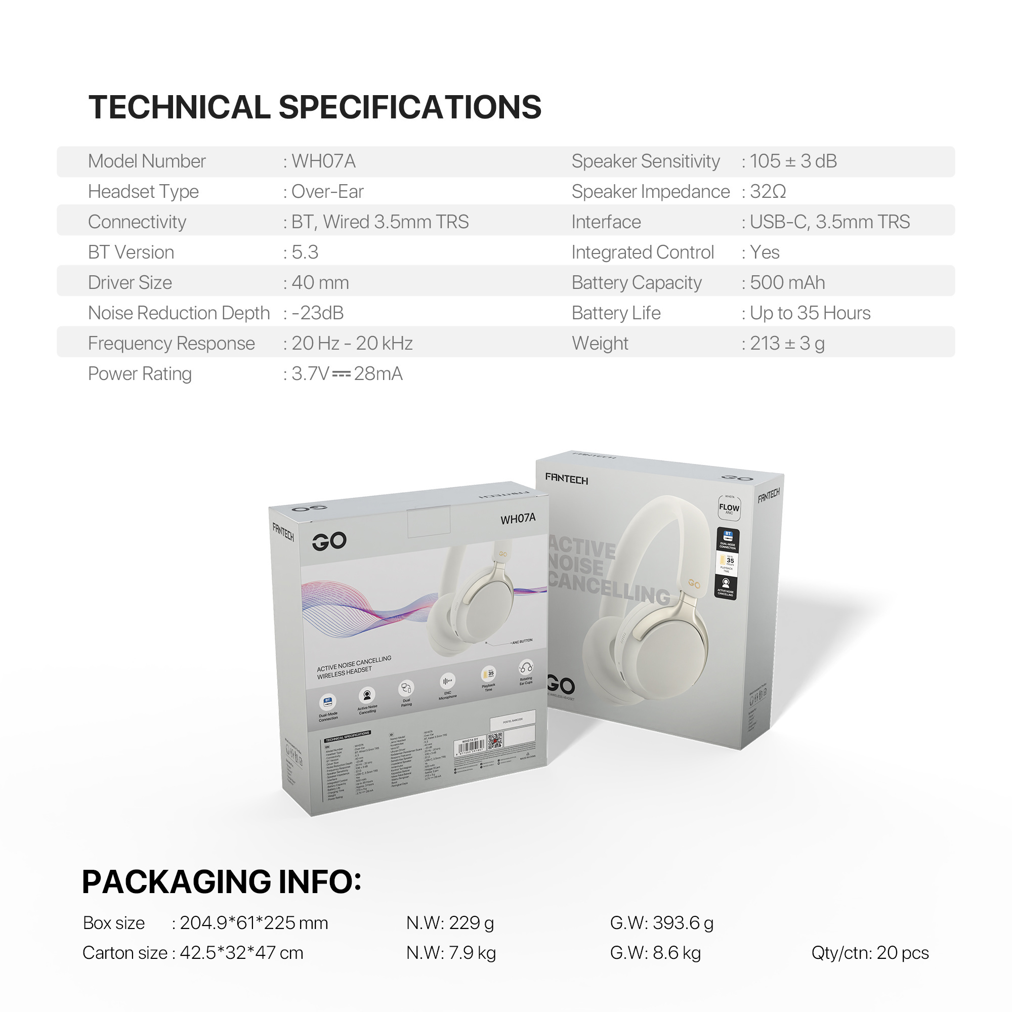 WH07A FLOW Light Grey Audífonos Inalámbricos HD Audio 20