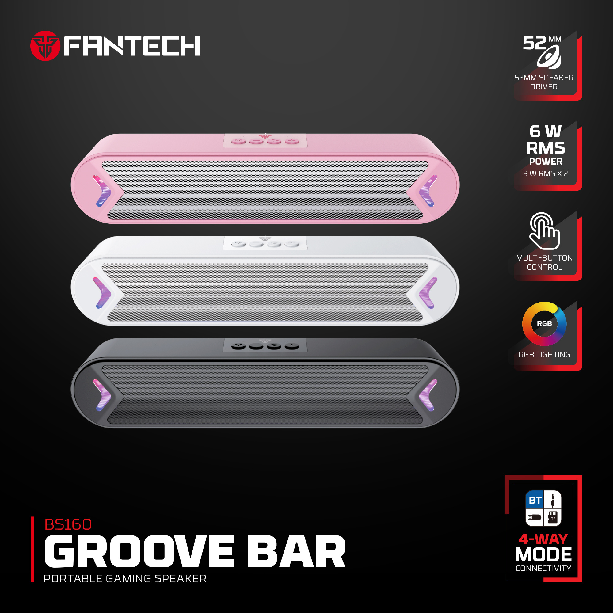 BS160 GROOVE BAR Pink Gaming Soundbar RGB 9