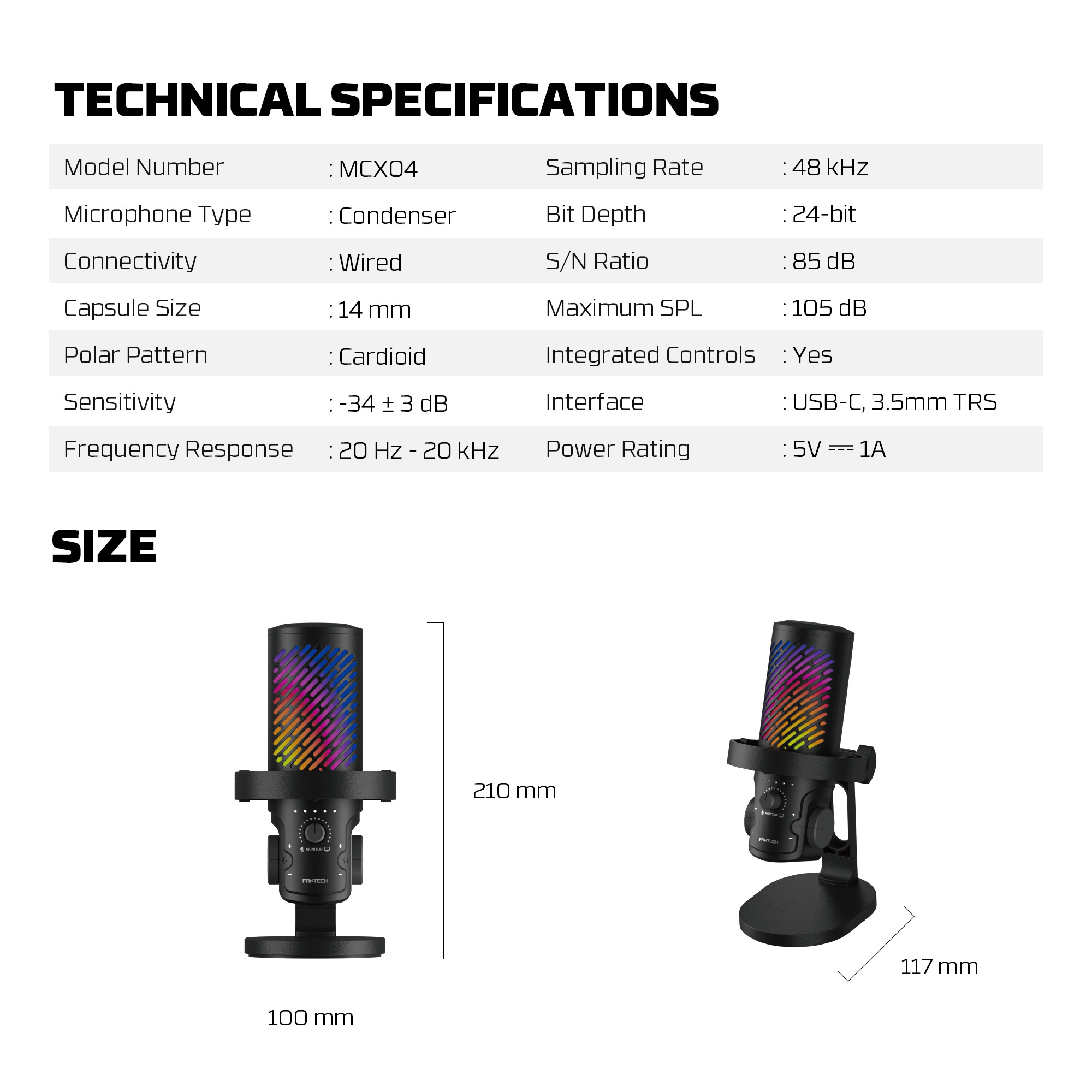 MCX04 LEVIOSA AURA Black Micrófono Cardioide PC Iphone Mac  14