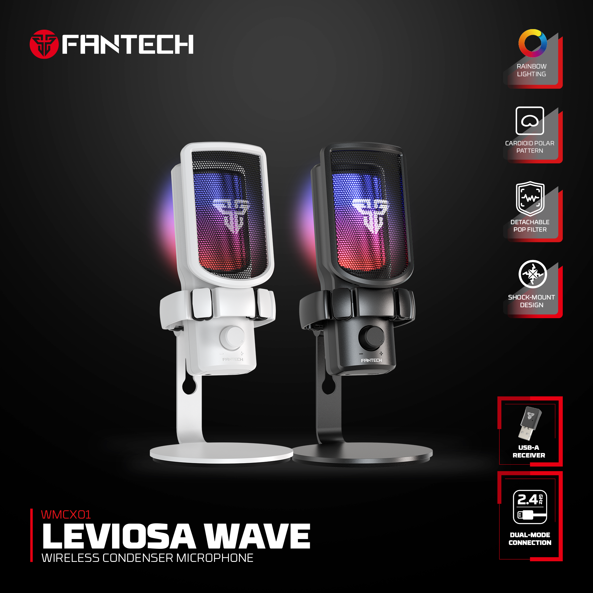 WMCX01 LEVIOSA WAVE Black Micrófono Inalámbrico Cardioide Streaming 11