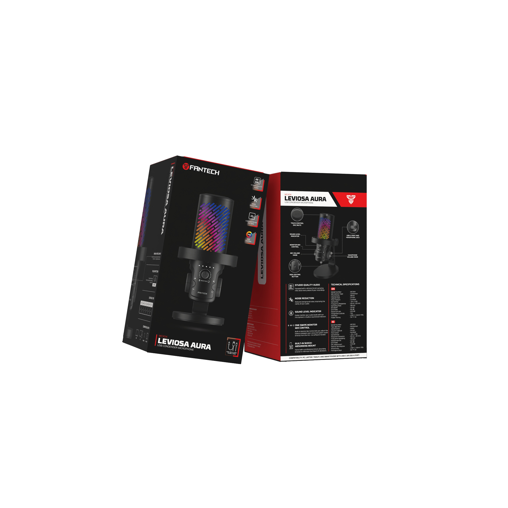 MCX04 LEVIOSA AURA Black Micrófono Cardioide PC Iphone Mac  17