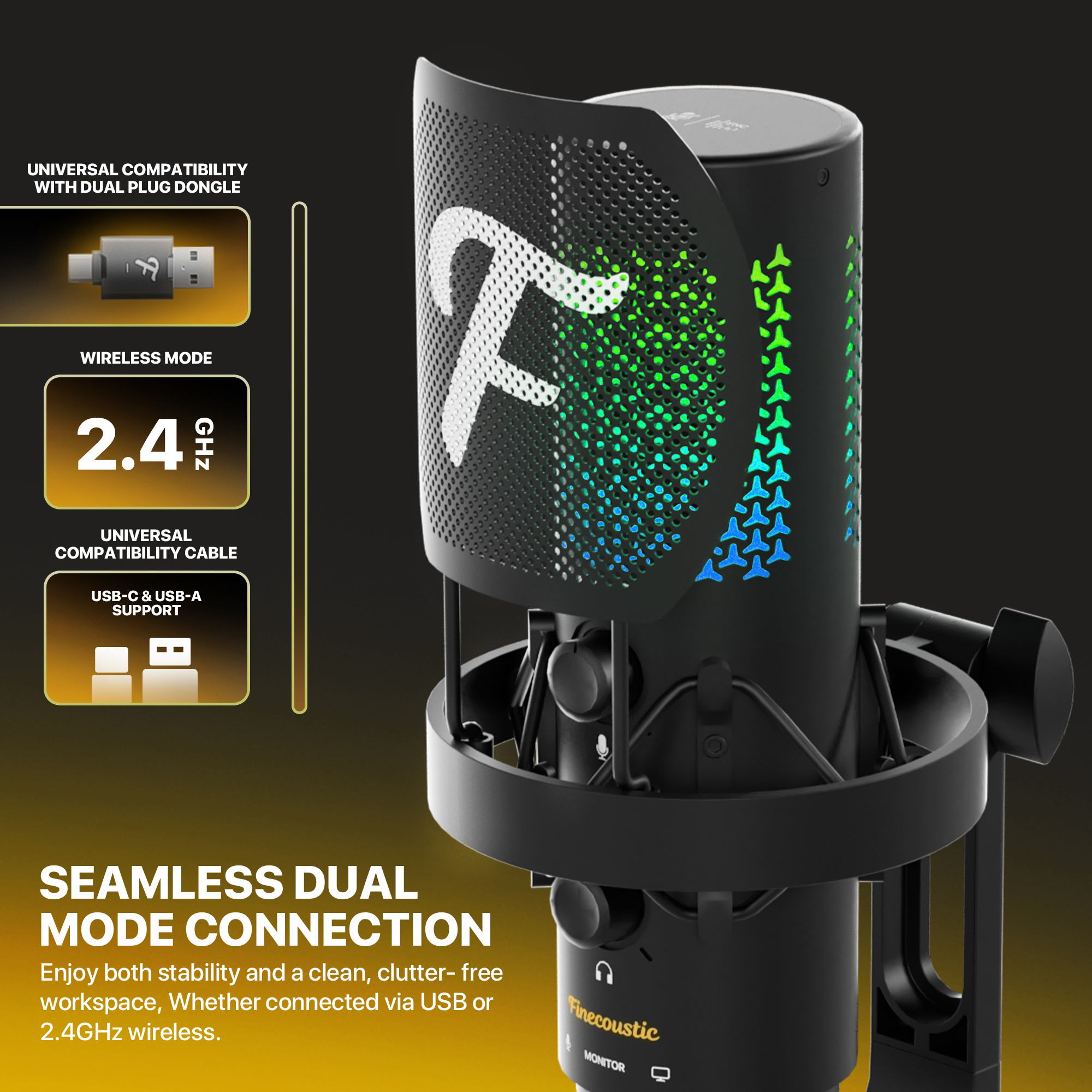 WFM1 RESONO Black Micrófono Inalámbrico Cardioide Finecoustic 12