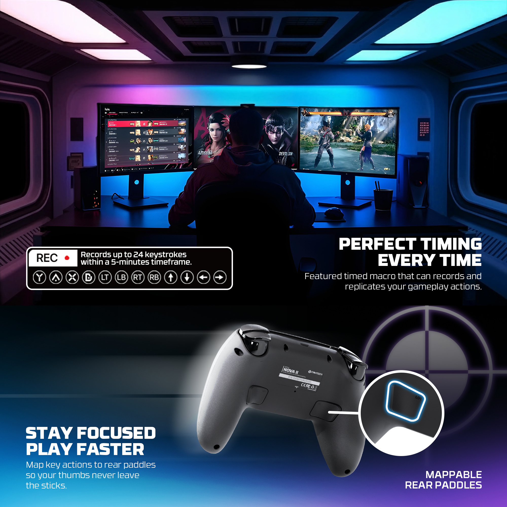 WGP16 NOVA II Black Control Inalámbrico Multiplataforma Switch 2 PC PS4 14