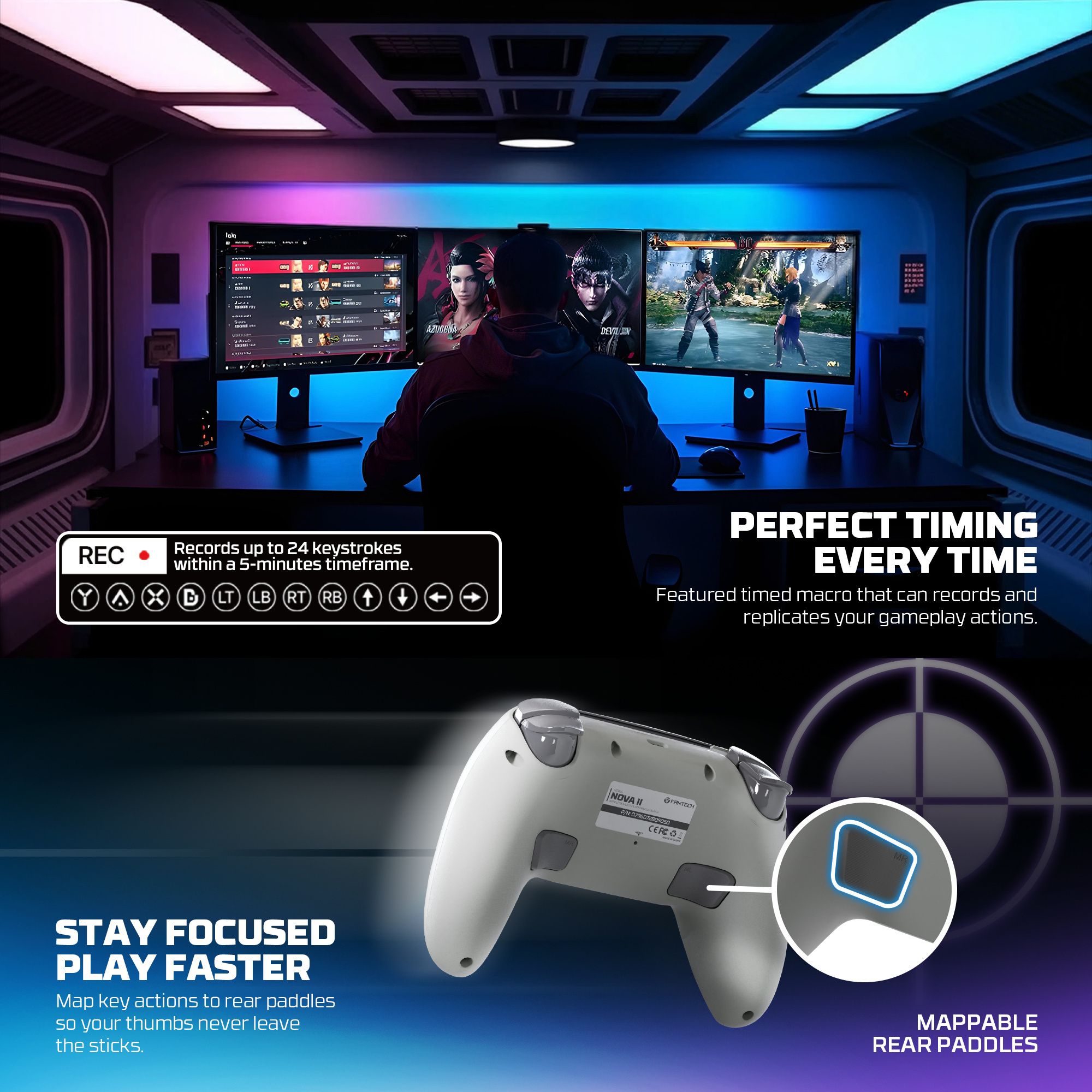 WGP16 NOVA II Grey Control Inalámbrico Multiplataforma Switch 2 PC PS4 13