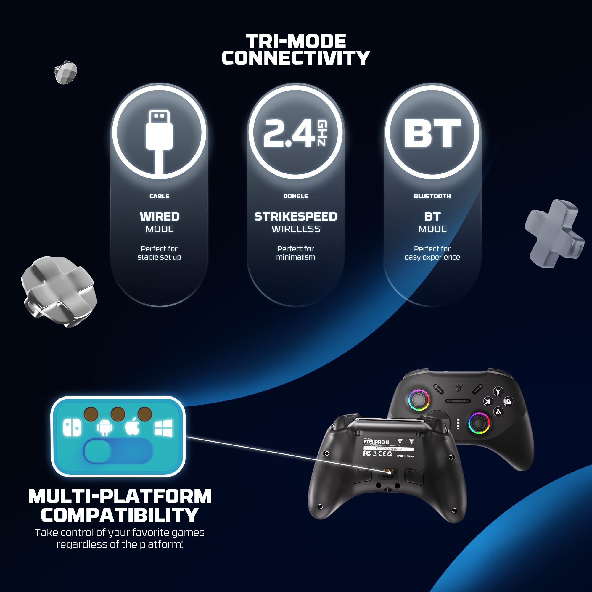 WGP15V2 EOS PRO II Black Control Inalámbrico Multiplataforma Android iOS MacOS Switch 20