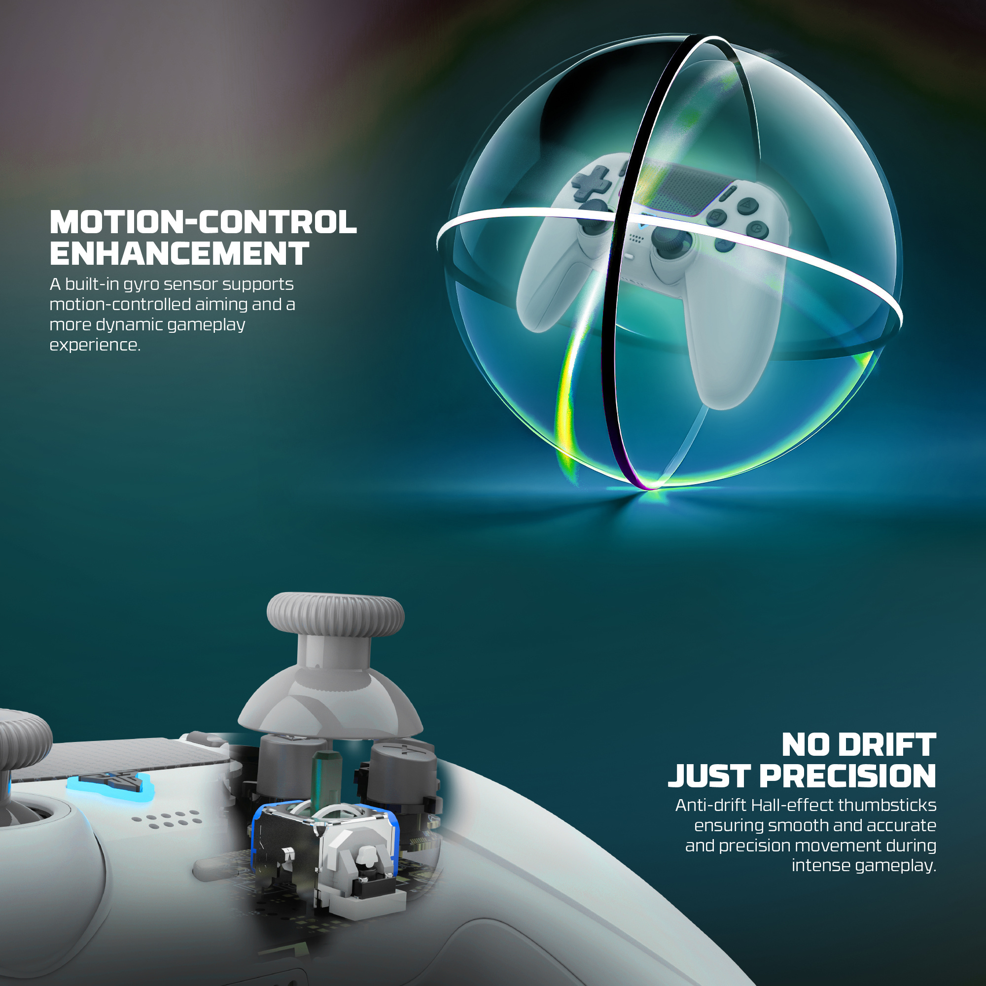 WGP16 NOVA II Grey Control Inalámbrico Multiplataforma Switch 2 PC PS4 14